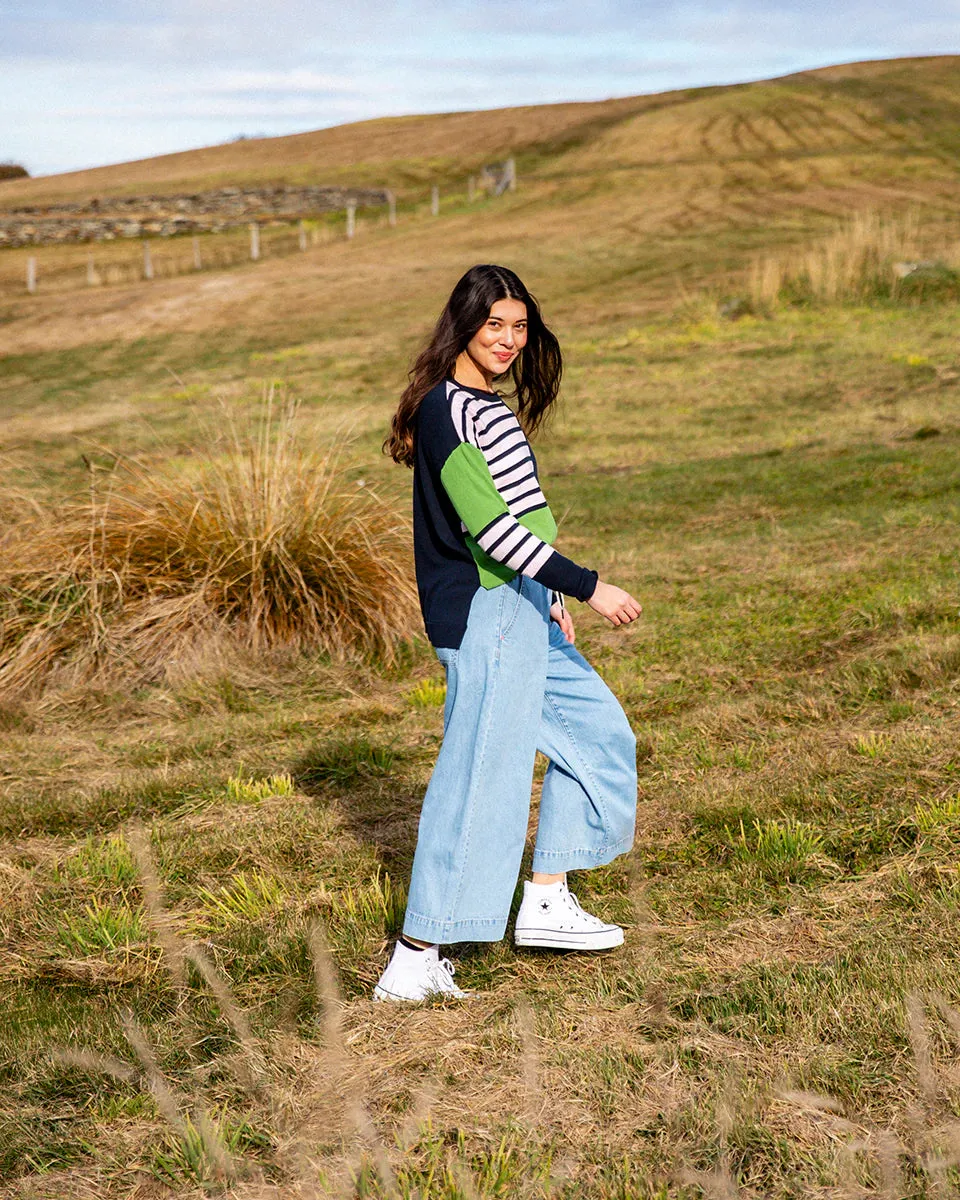 Greta Wide Leg Pant - Mid Blue Wash