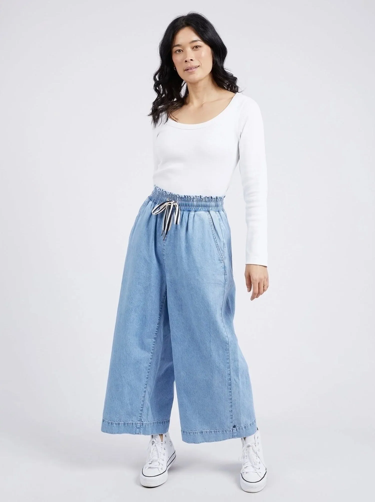 Greta Wide Leg Pant - Mid Blue Wash