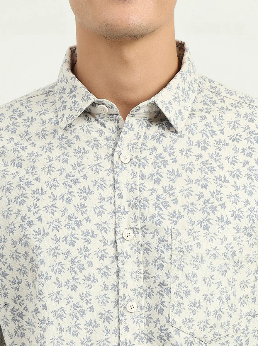 Grey Printed Slim Fit Casual Shirt | Greenfibre