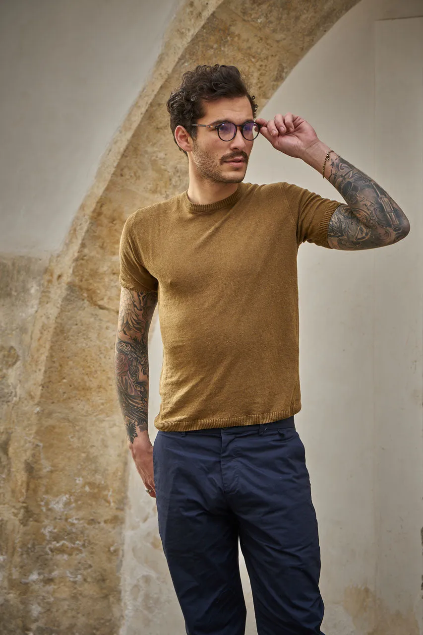 GRP Knitwear Crew Neck SF PL 10 Linen Knit Tobacco