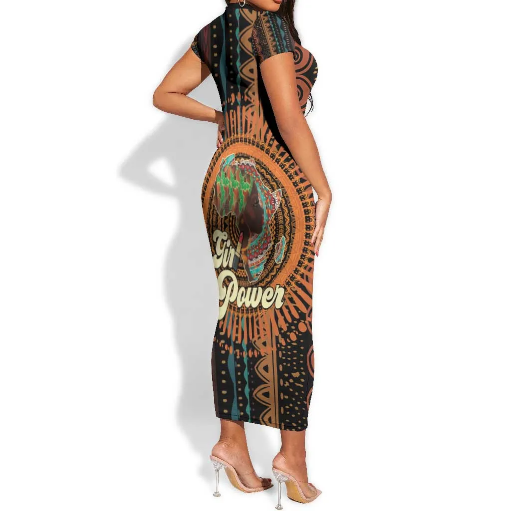 Happy International Women's Day Short Sleeve Bodycon Dress Black Girl Power LT15