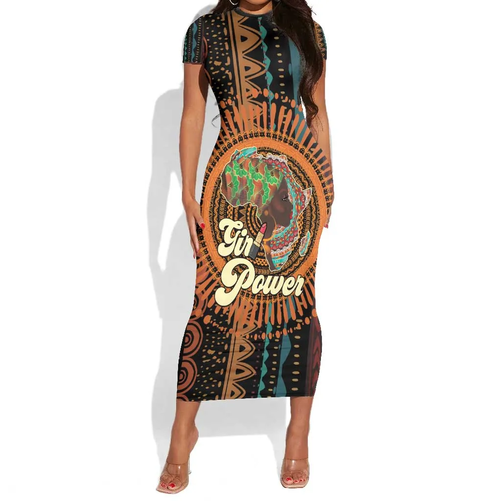 Happy International Women's Day Short Sleeve Bodycon Dress Black Girl Power LT15