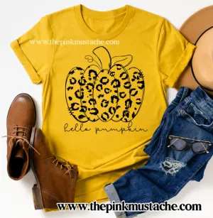 Hello Pumpkin Mustard - FALL Shirt/ Bella Canvas / Fall Layering Tee / Teachers Tee