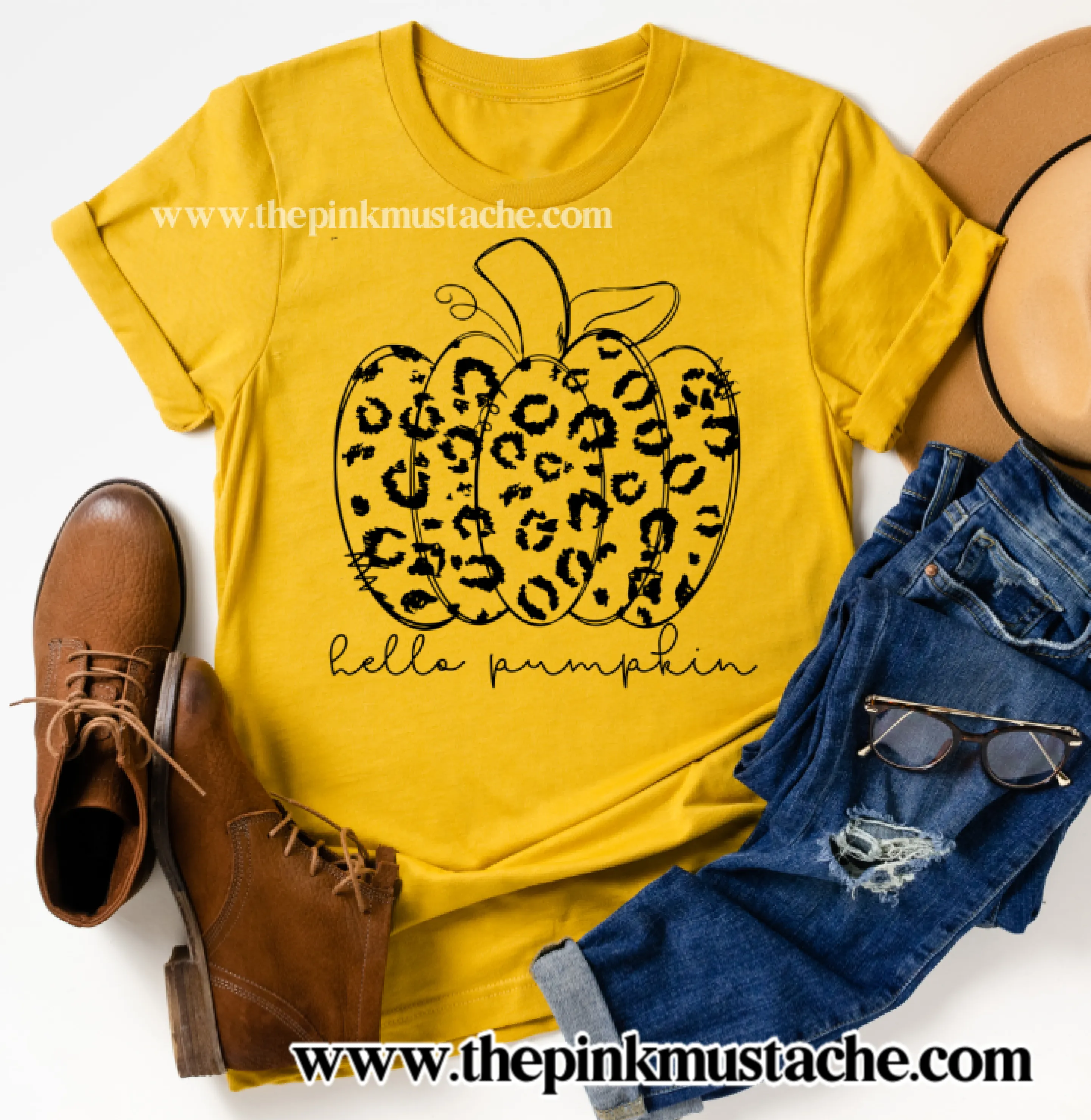 Hello Pumpkin Mustard - FALL Shirt/ Bella Canvas / Fall Layering Tee / Teachers Tee