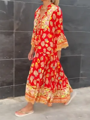 HippieChic Orange Boho Maxi Summer Dress
