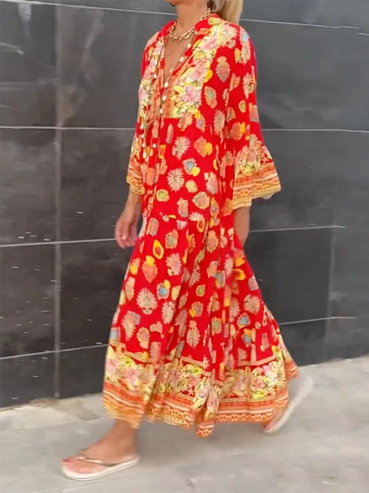 HippieChic Orange Boho Maxi Summer Dress