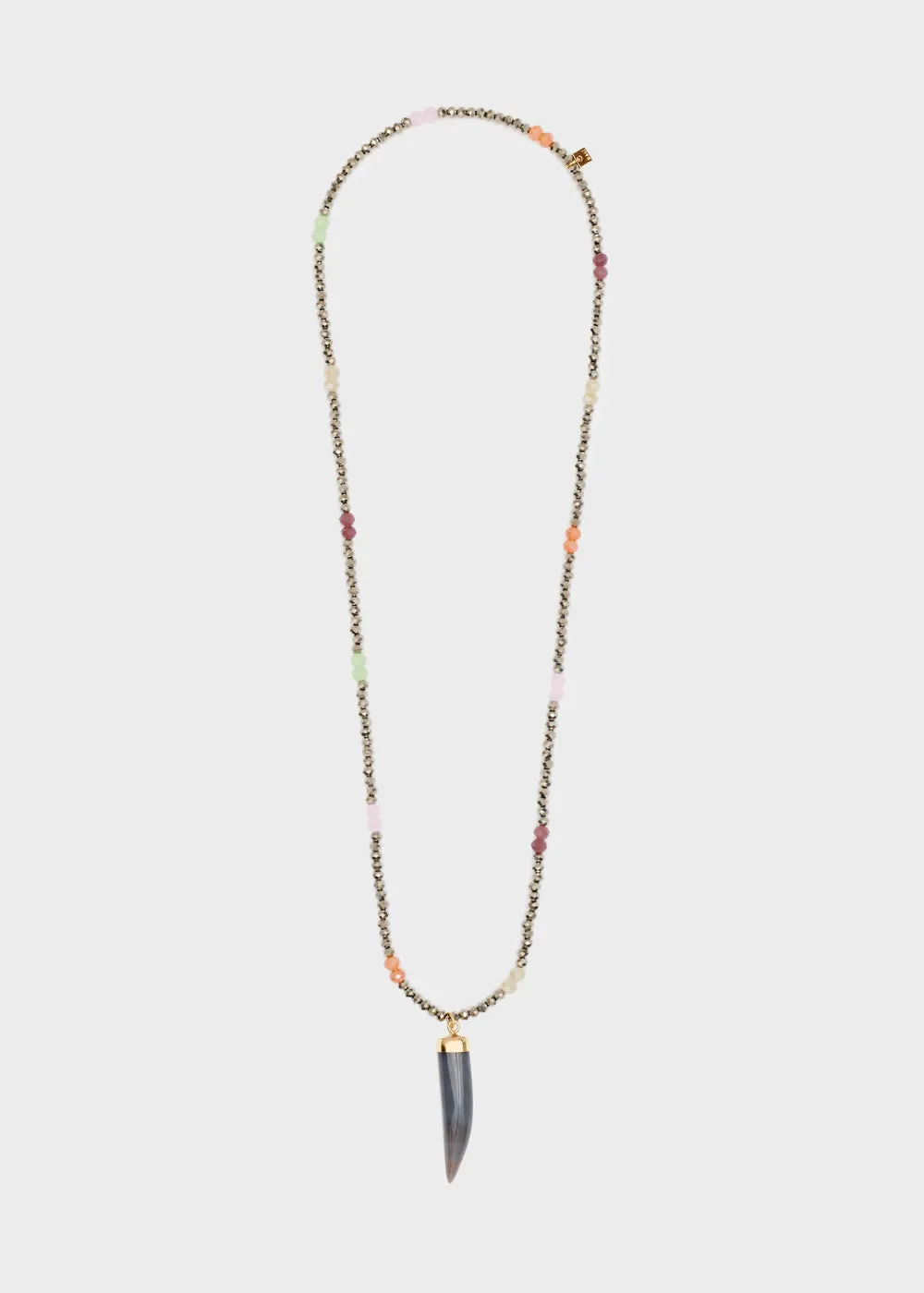 HORN NECKLACE W/ GOLD BEADS   COLORS