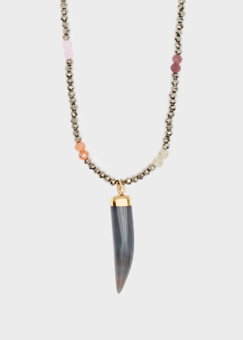HORN NECKLACE W/ GOLD BEADS   COLORS