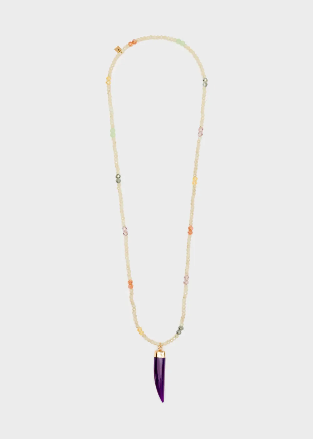 HORN NECKLACE W/ GOLD BEADS   COLORS