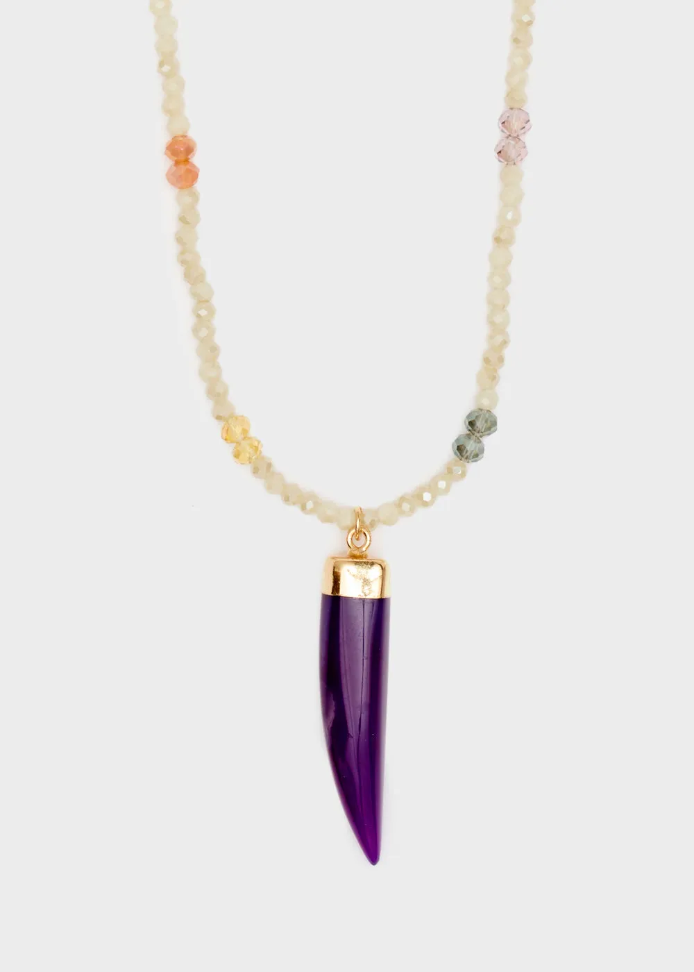 HORN NECKLACE W/ GOLD BEADS   COLORS