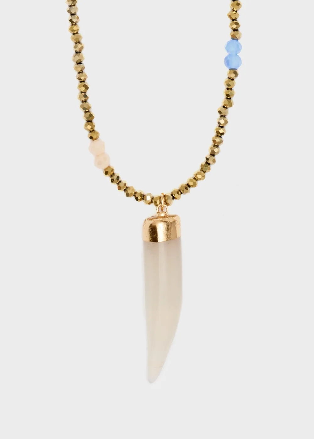HORN NECKLACE W/ GOLD BEADS   COLORS