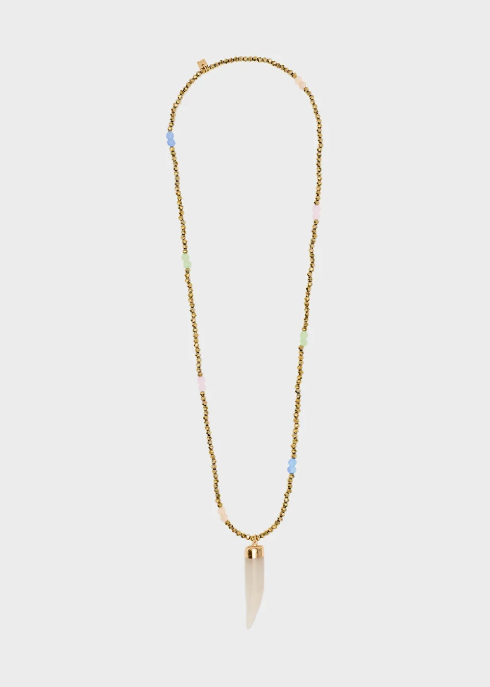 HORN NECKLACE W/ GOLD BEADS   COLORS