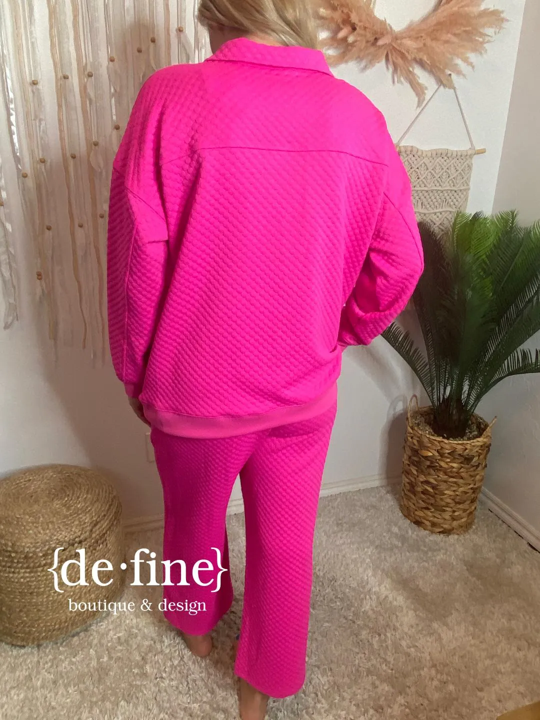 Hot Pink Quarter Zip and Pants Set S-XL
