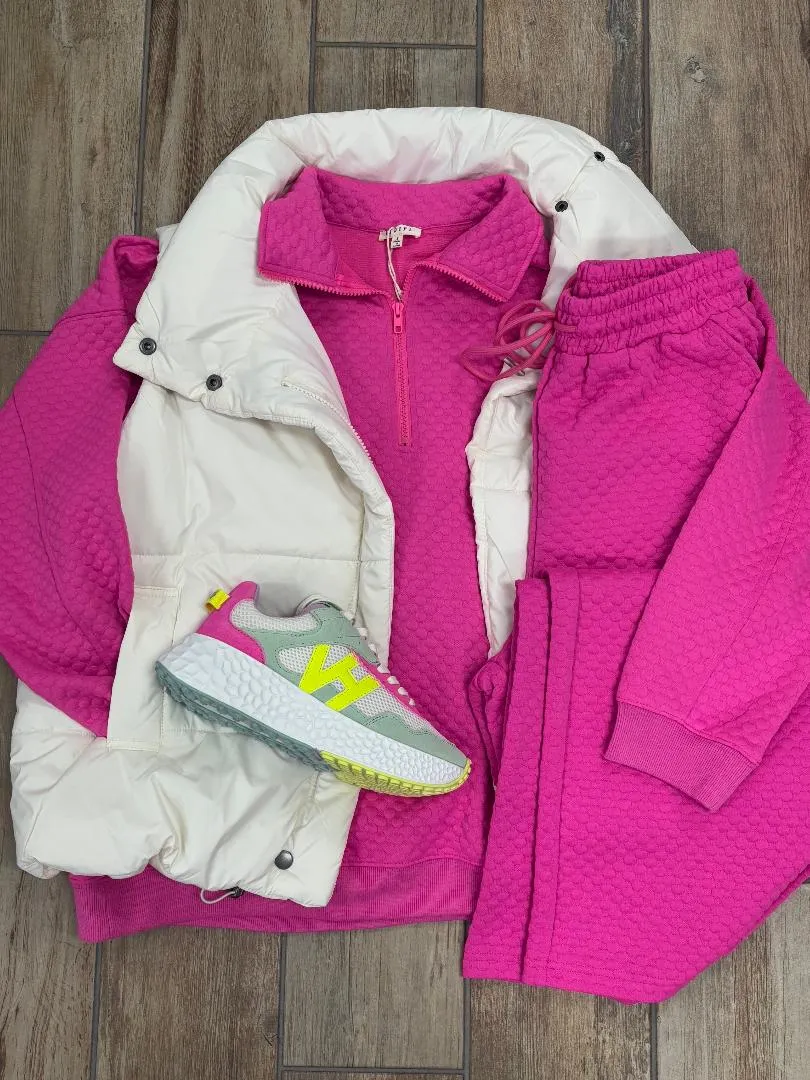 Hot Pink Quarter Zip and Pants Set S-XL
