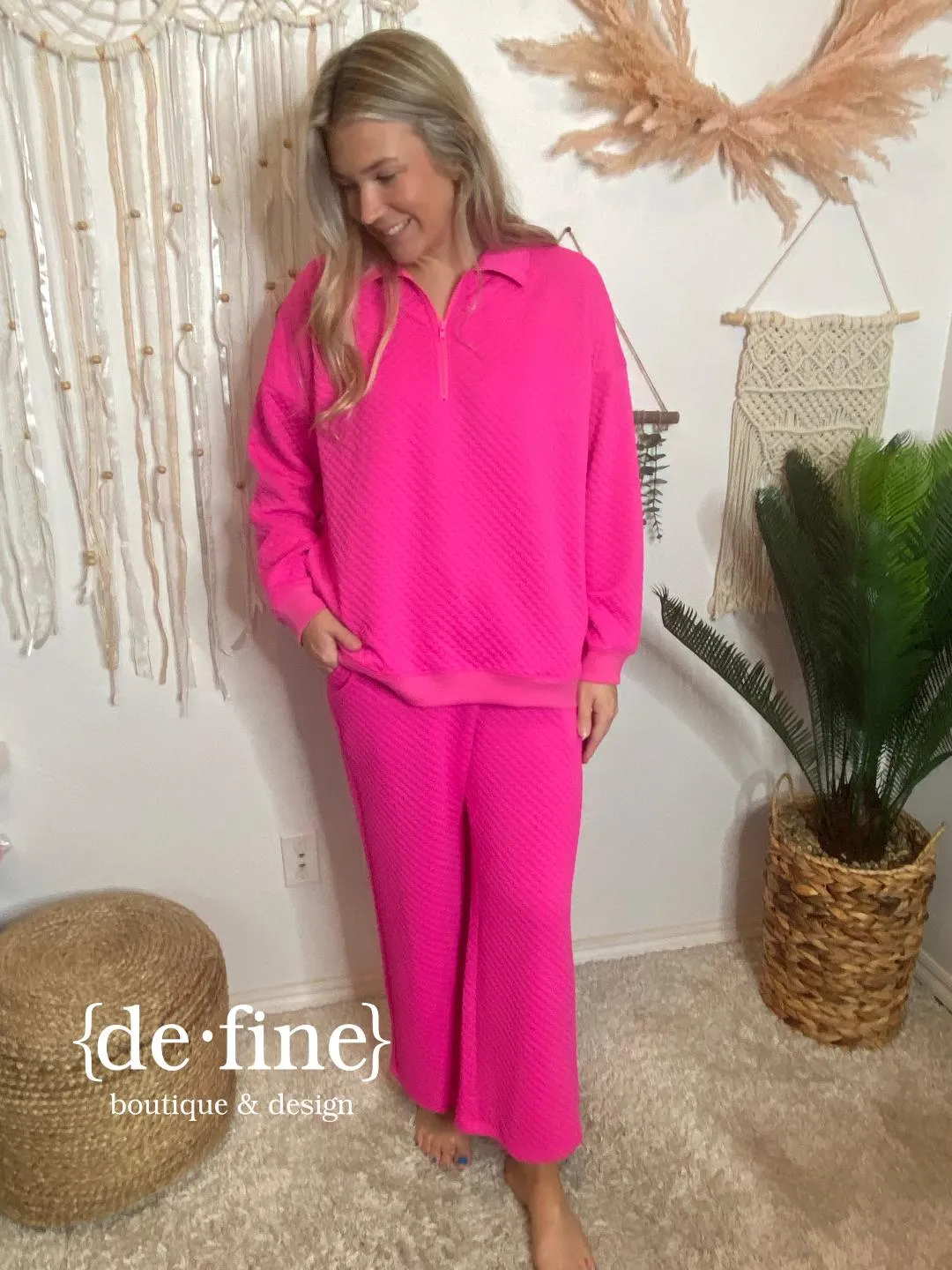 Hot Pink Quarter Zip and Pants Set S-XL