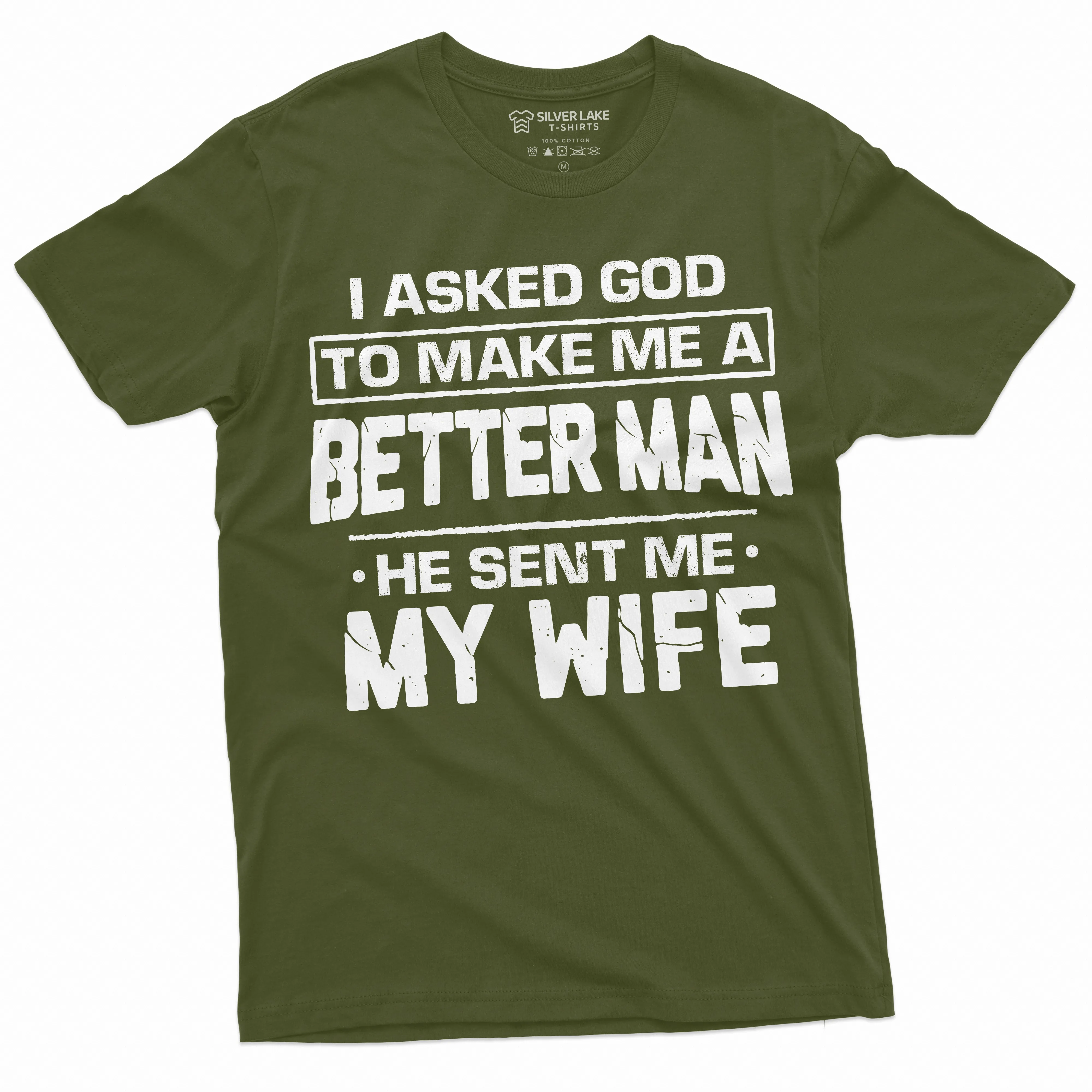 Husband Wife T-shirt Marriage Anniversary Gift I asked got to make me a better person tee