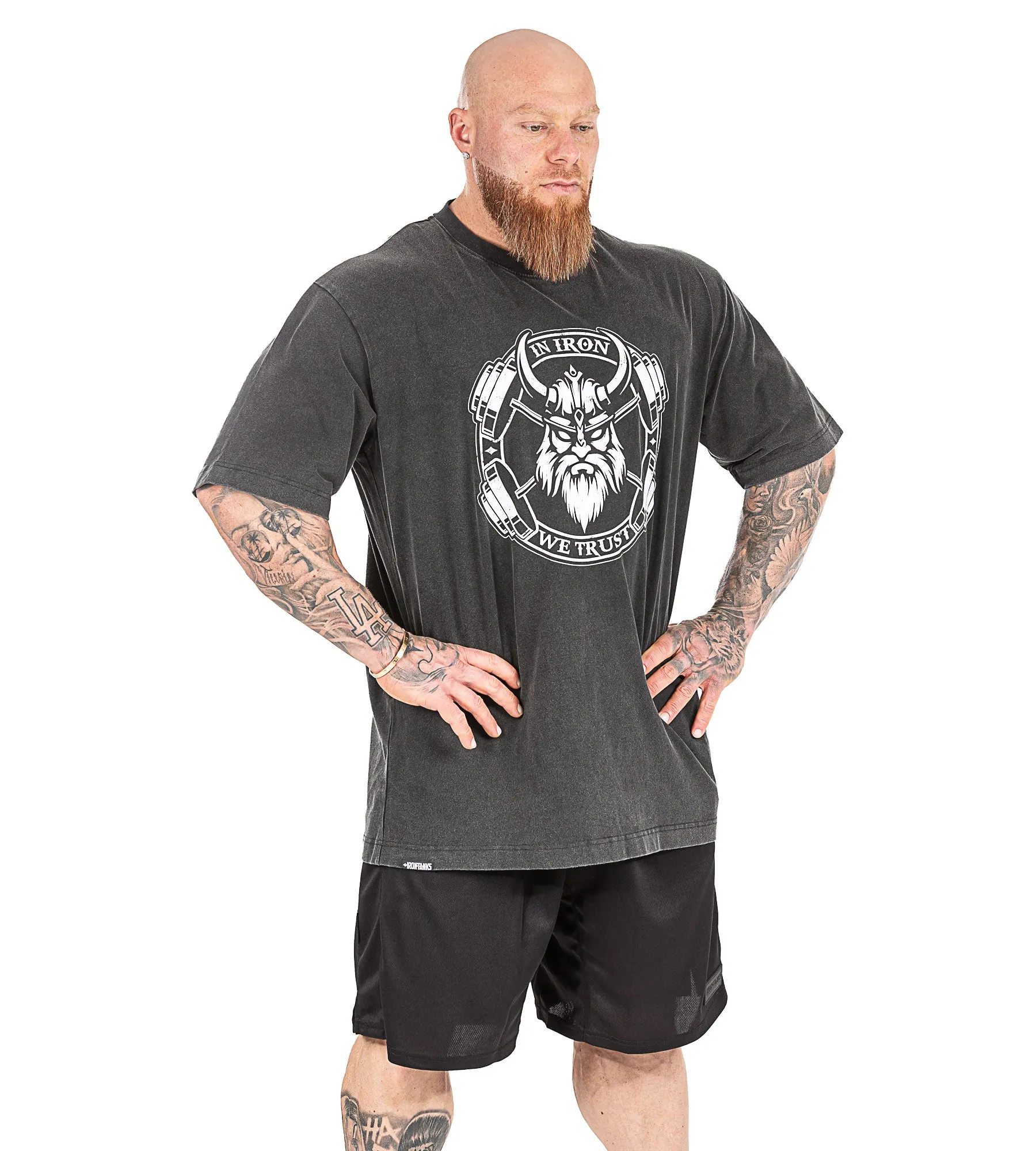 In Iron We Trust Tee - Stone Black