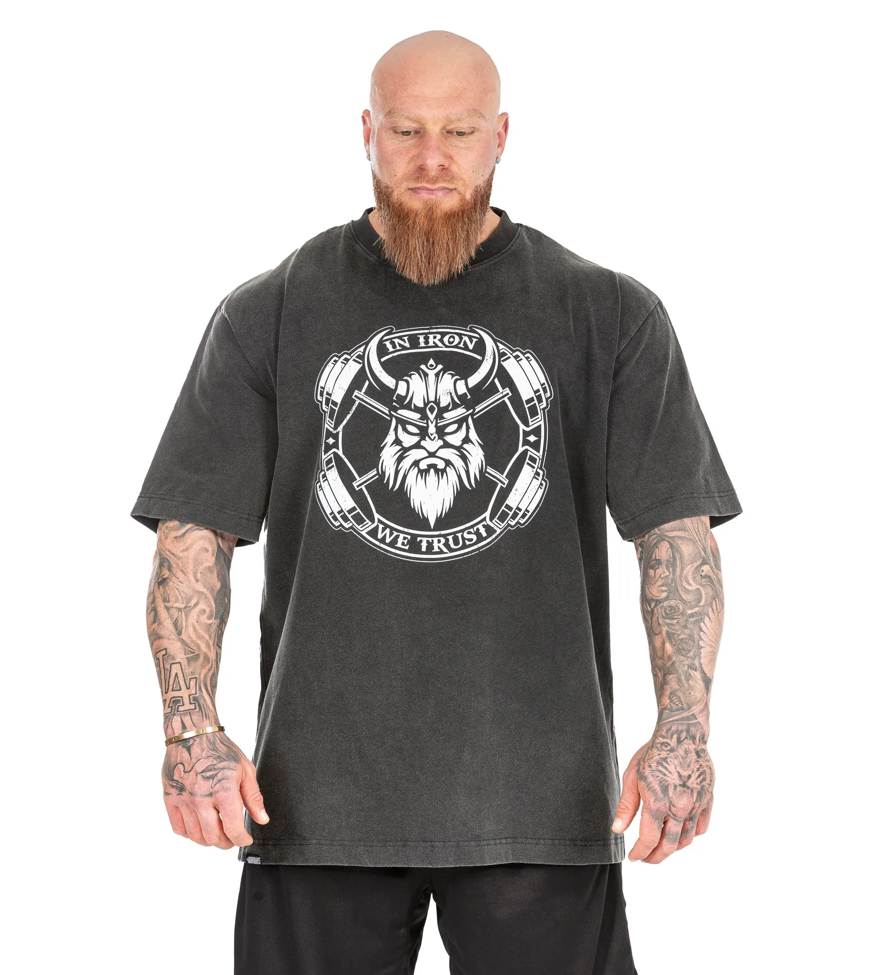 In Iron We Trust Tee - Stone Black