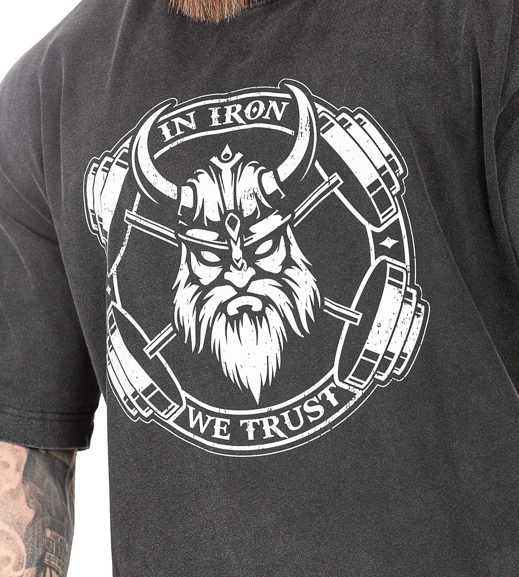 In Iron We Trust Tee - Stone Black