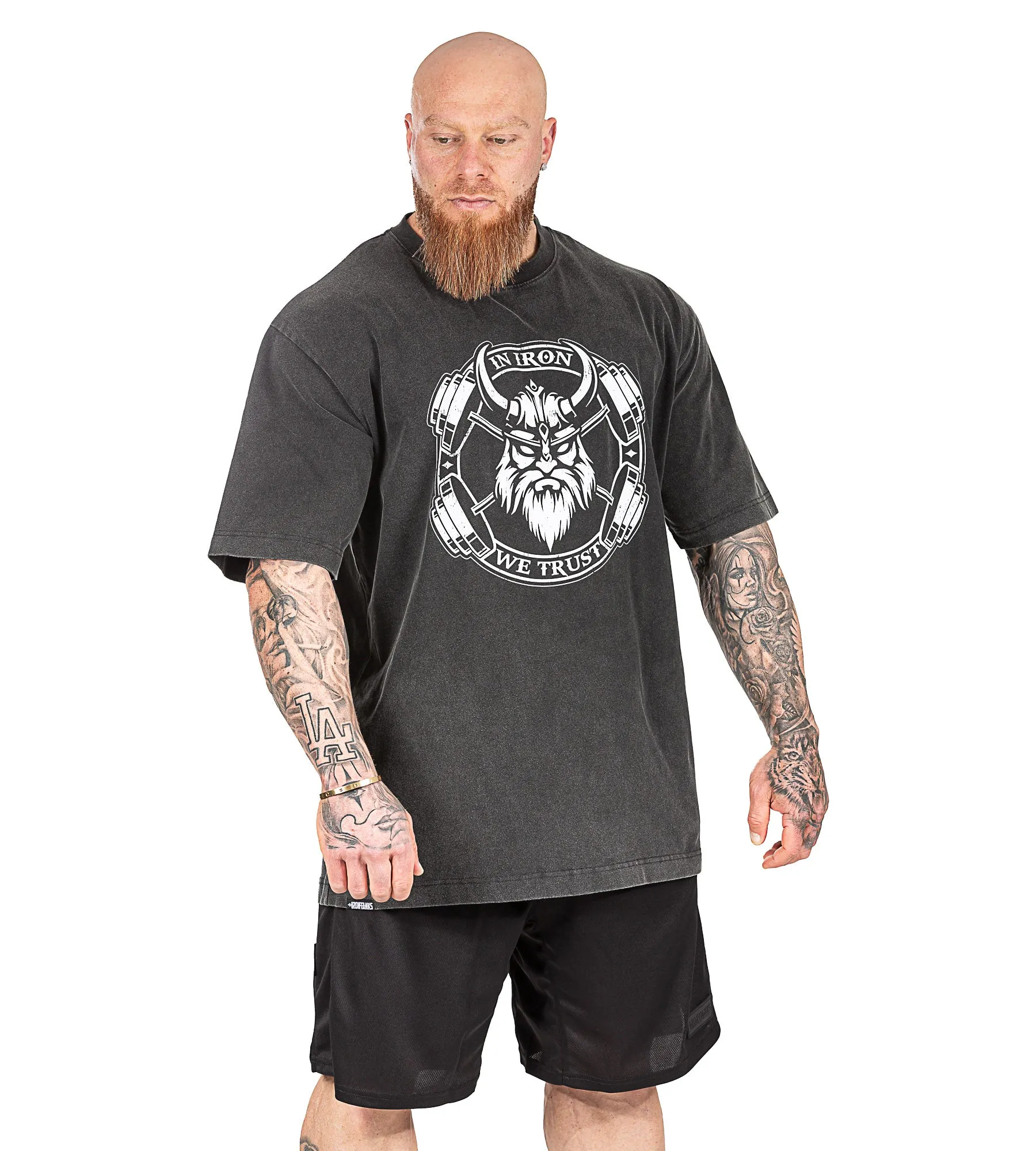 In Iron We Trust Tee - Stone Black