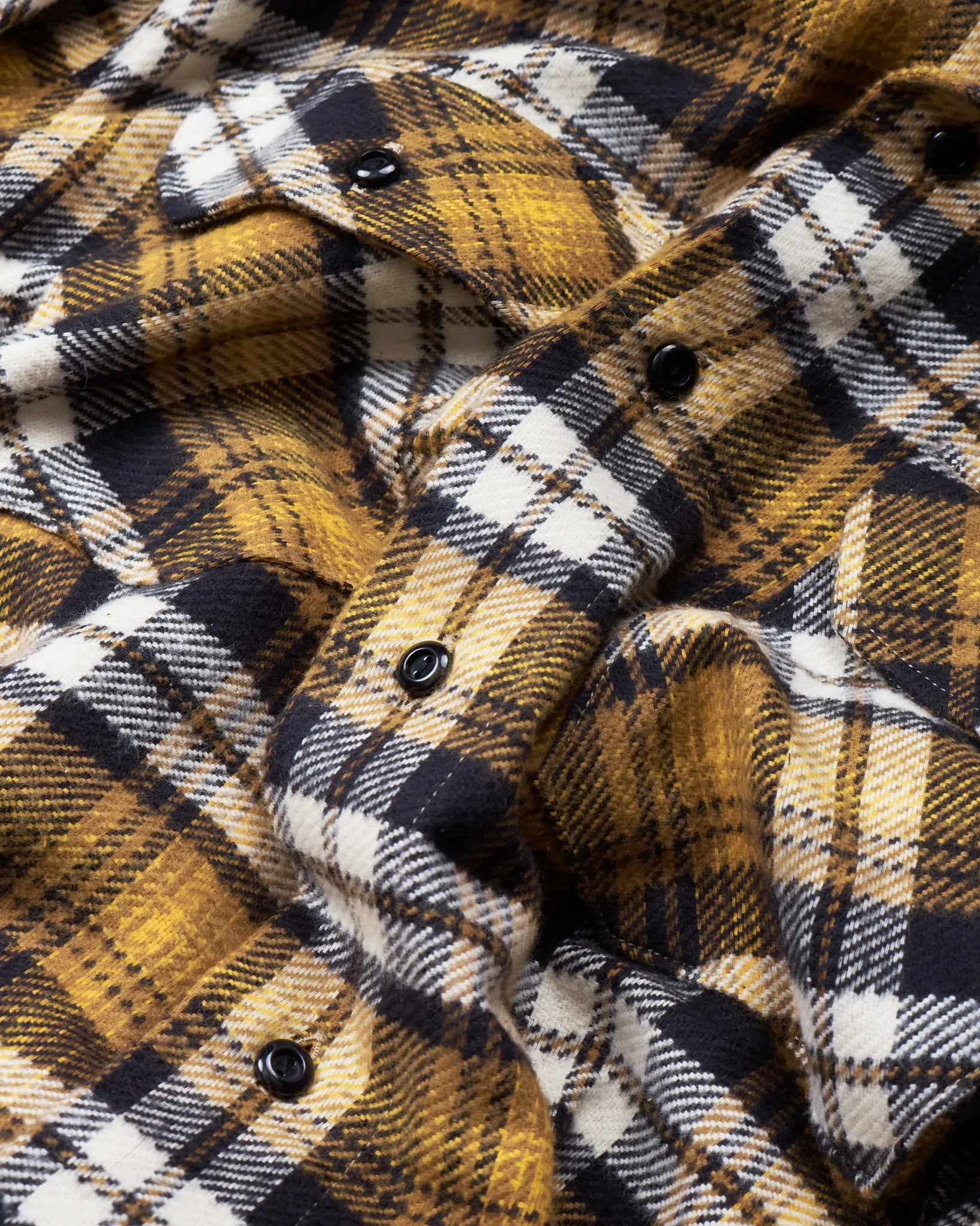 Indigofera Bryson Flannel Check Shirt Black / Beige / Gold