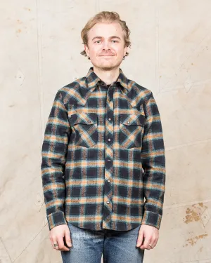 Indigofera Dawson Shirt Japanese Selvage Flannel Black / Petrol / Rust