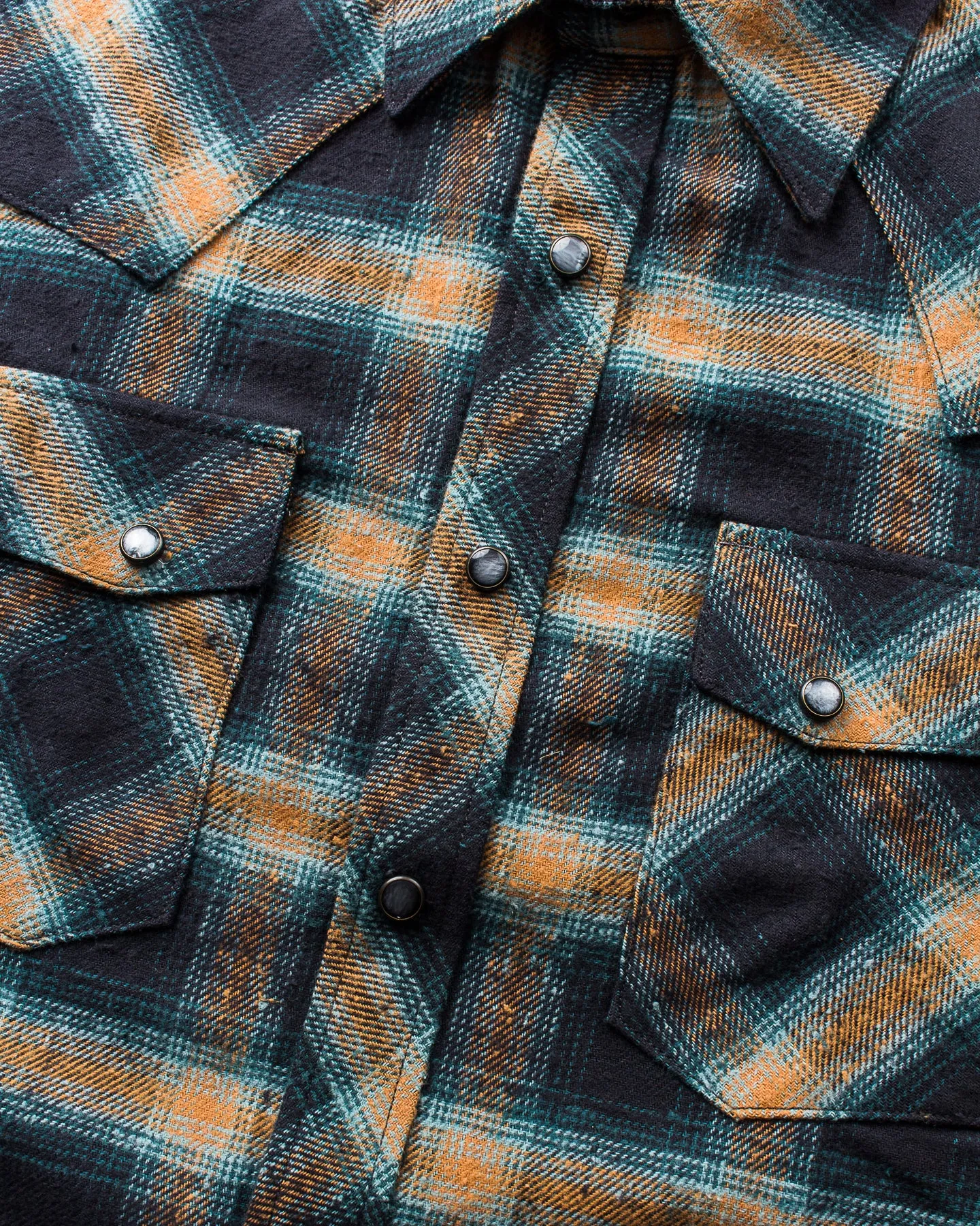 Indigofera Dawson Shirt Japanese Selvage Flannel Black / Petrol / Rust