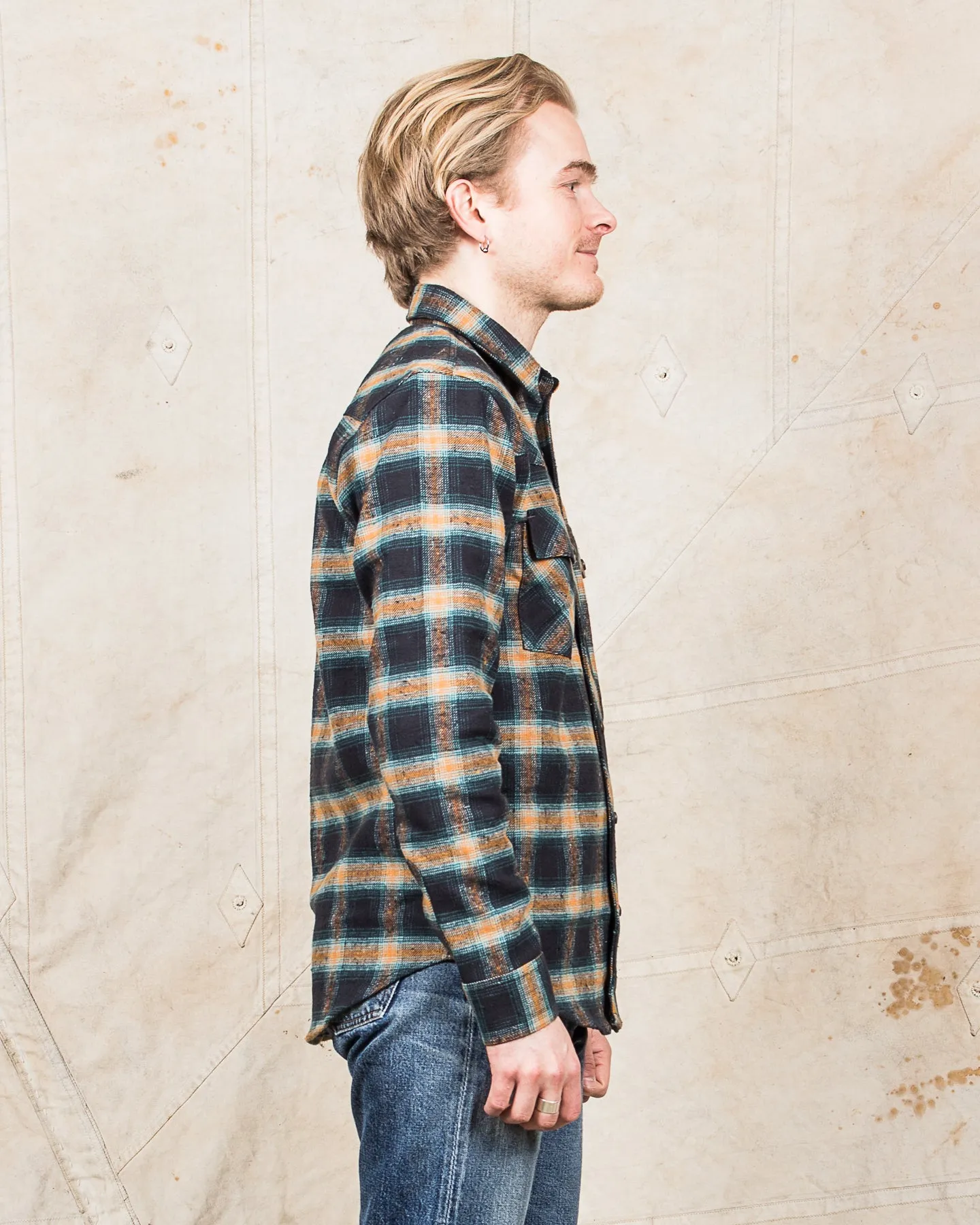 Indigofera Dawson Shirt Japanese Selvage Flannel Black / Petrol / Rust