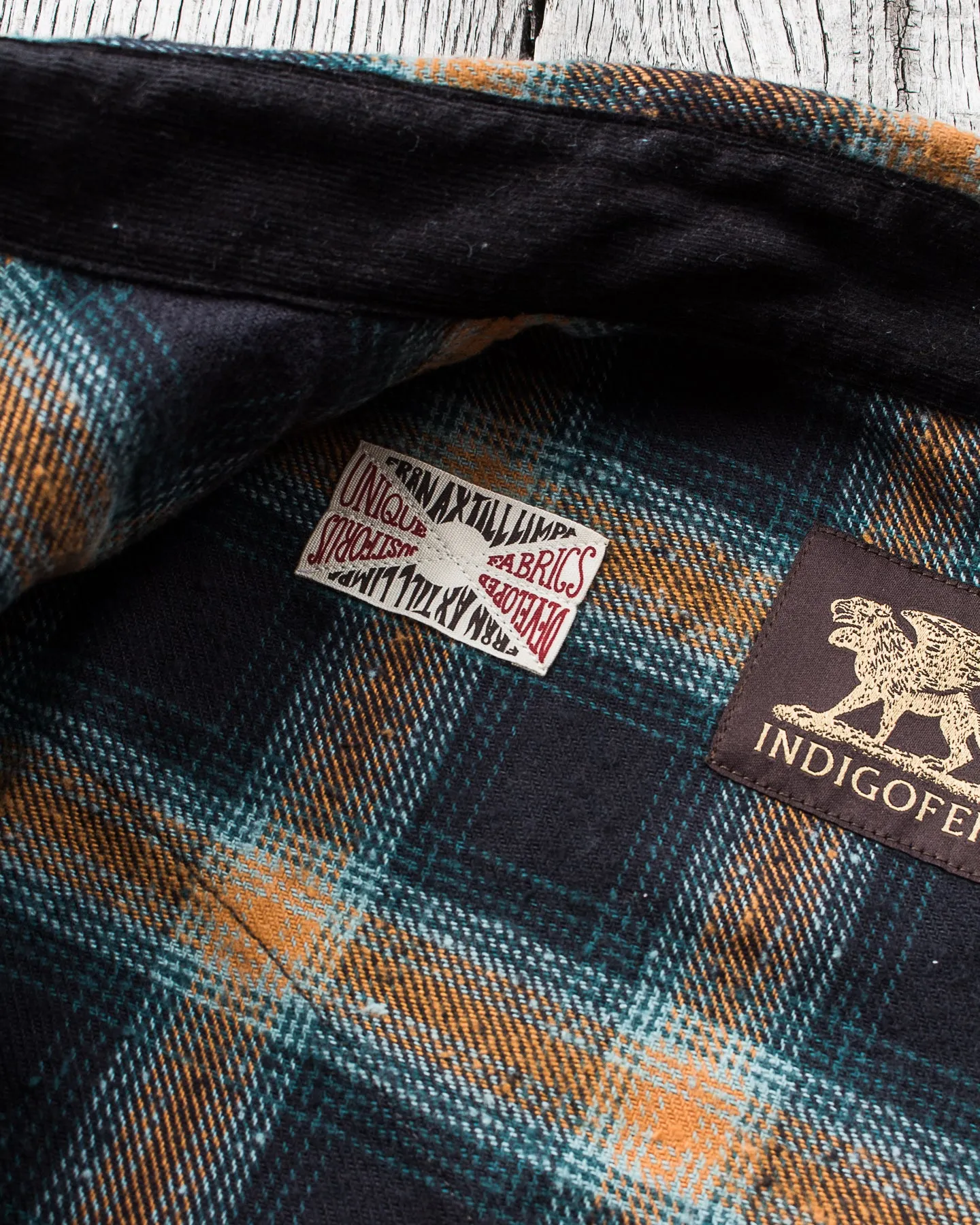 Indigofera Dawson Shirt Japanese Selvage Flannel Black / Petrol / Rust