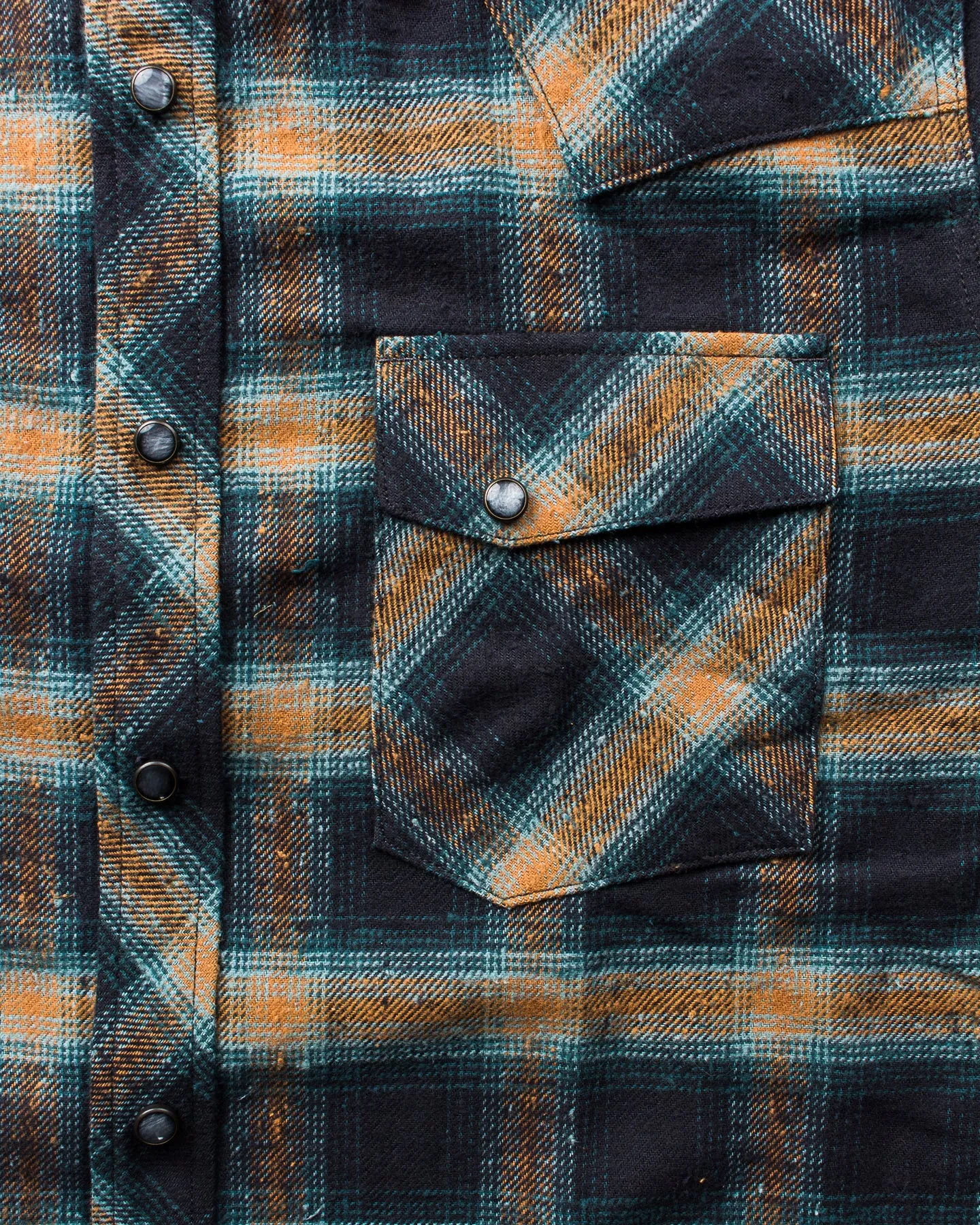 Indigofera Dawson Shirt Japanese Selvage Flannel Black / Petrol / Rust