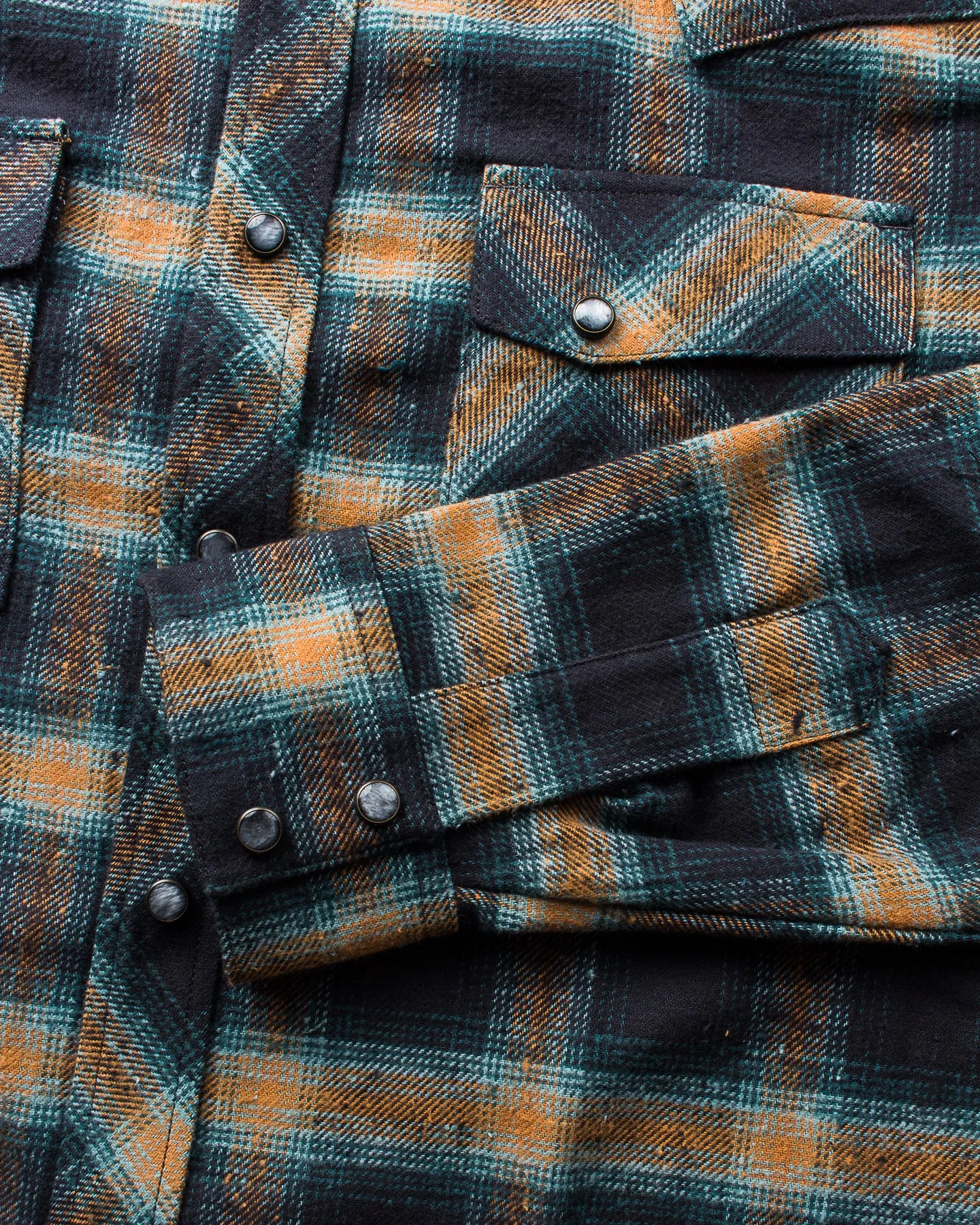 Indigofera Dawson Shirt Japanese Selvage Flannel Black / Petrol / Rust