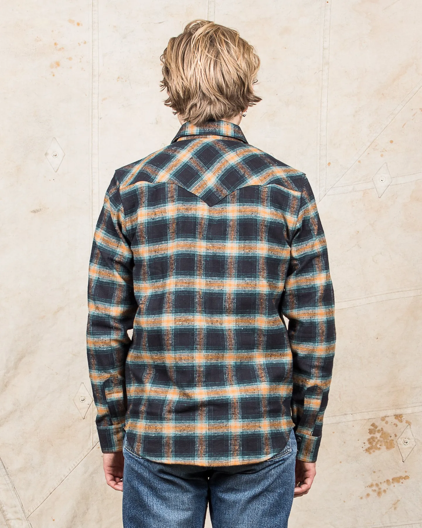 Indigofera Dawson Shirt Japanese Selvage Flannel Black / Petrol / Rust