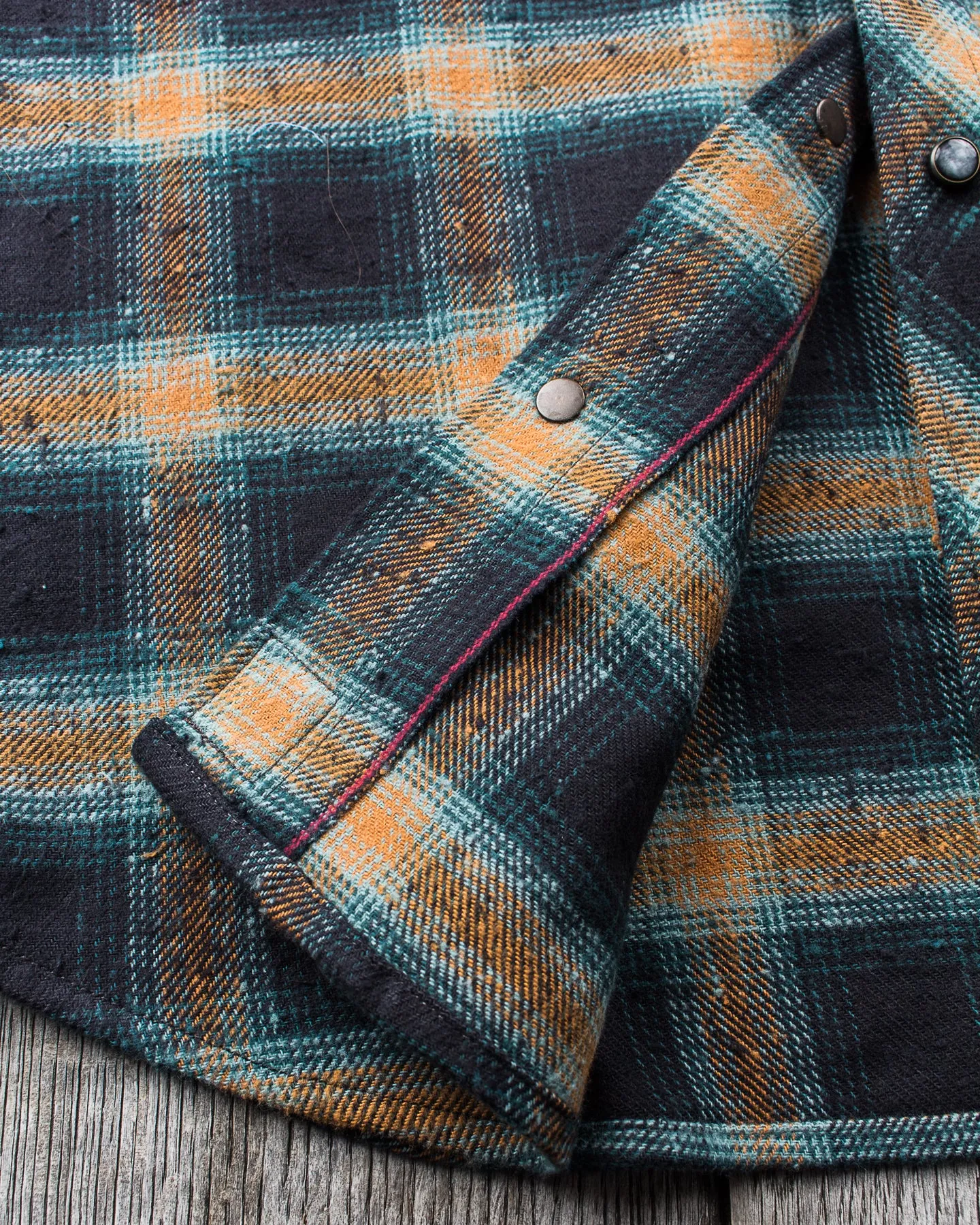 Indigofera Dawson Shirt Japanese Selvage Flannel Black / Petrol / Rust