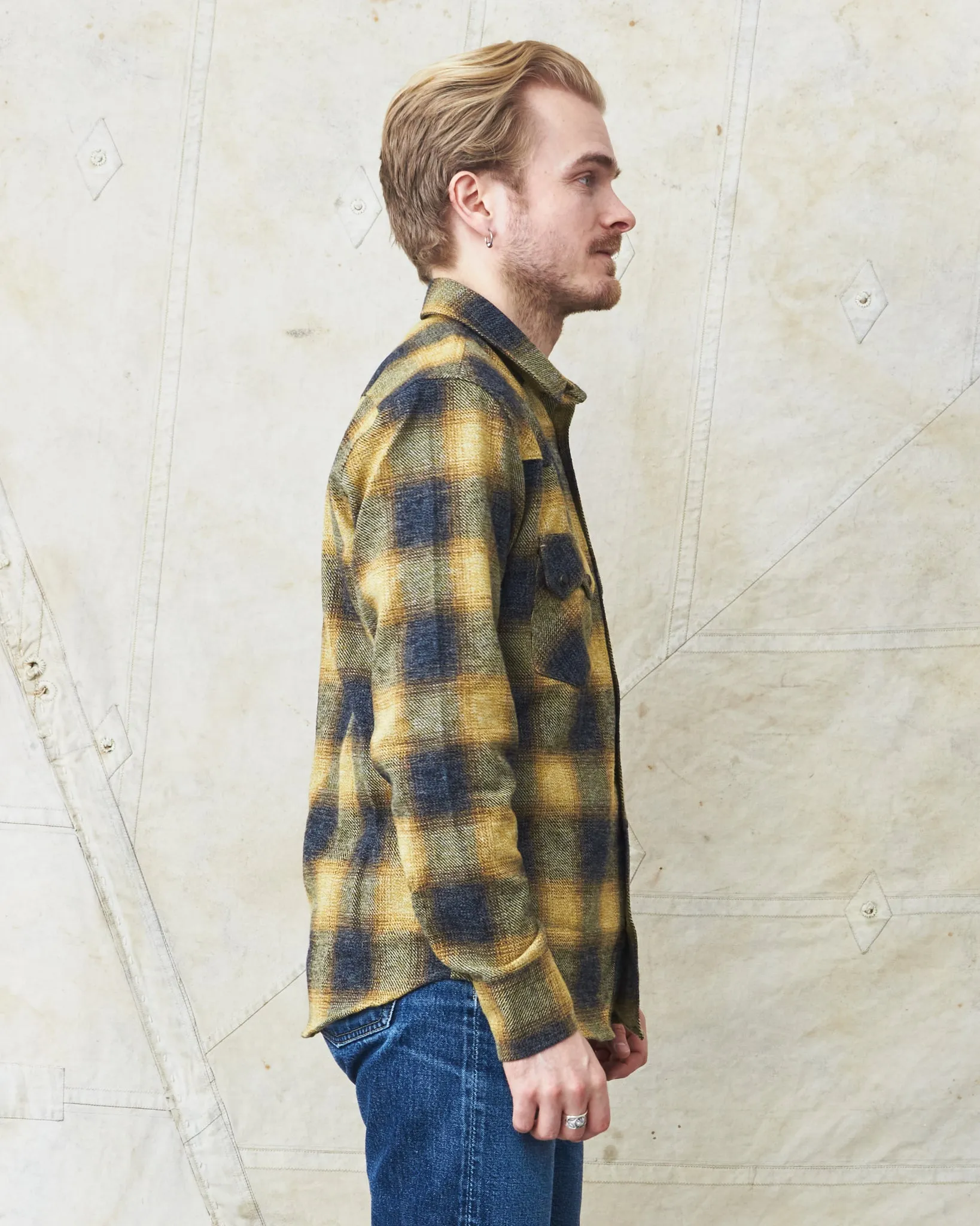 Indigofera Dollard Shirt Brushed Shadow Check Charcoal / Gold