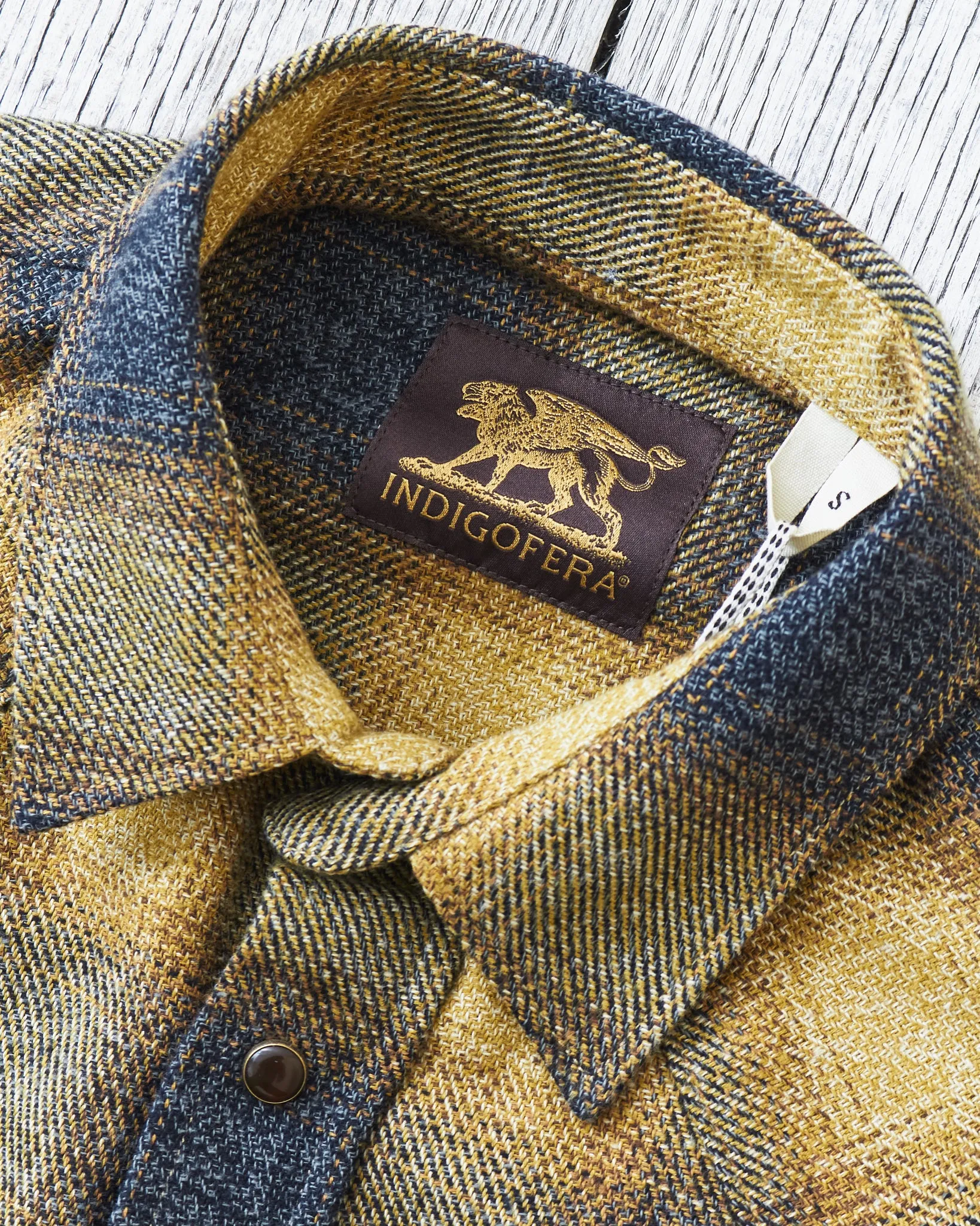 Indigofera Dollard Shirt Brushed Shadow Check Charcoal / Gold