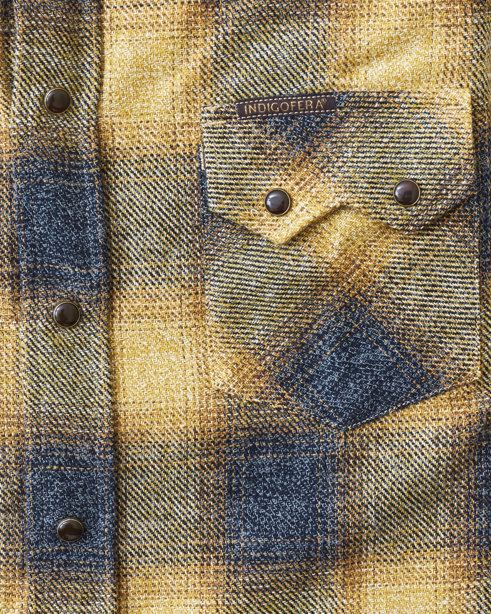 Indigofera Dollard Shirt Brushed Shadow Check Charcoal / Gold
