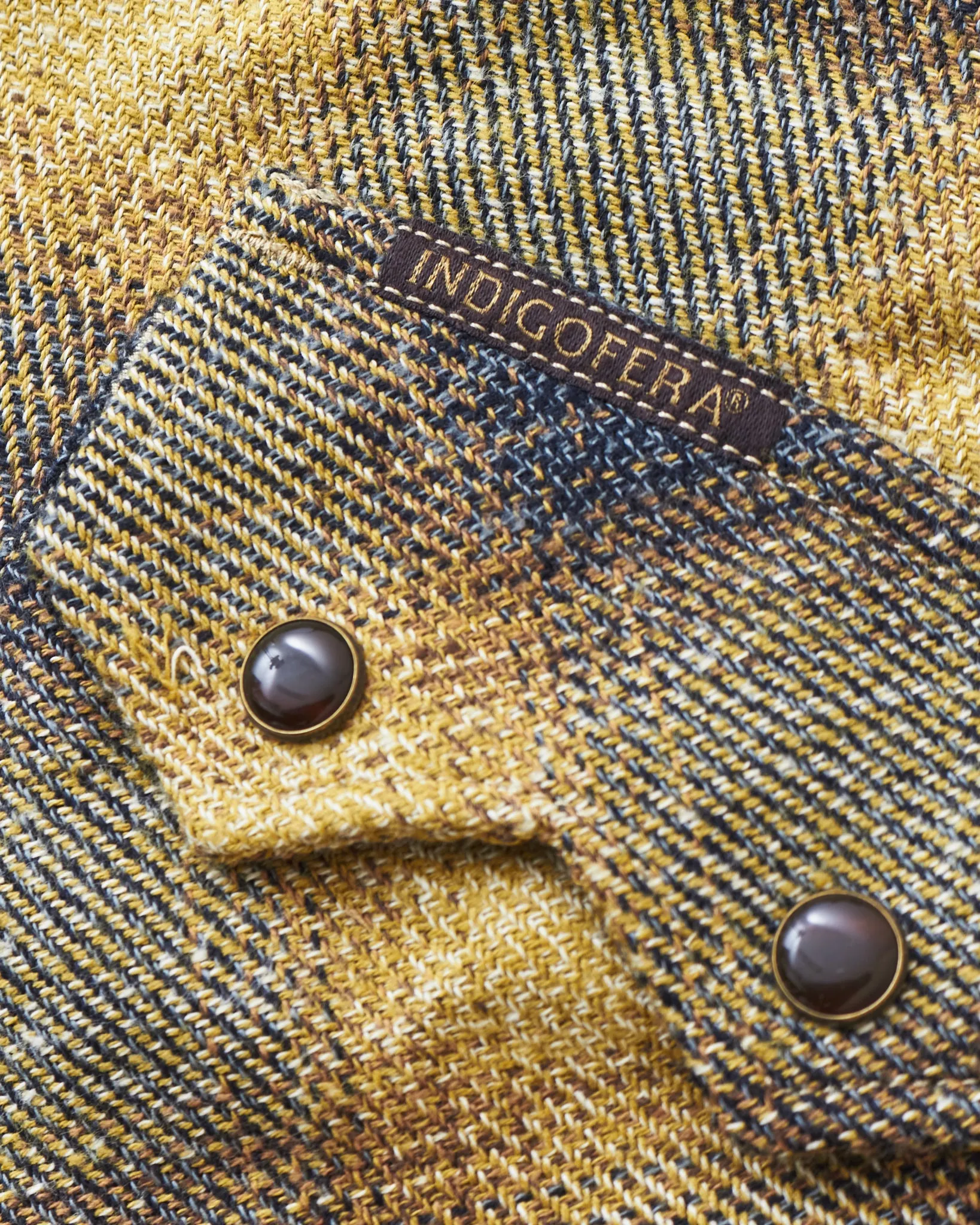 Indigofera Dollard Shirt Brushed Shadow Check Charcoal / Gold