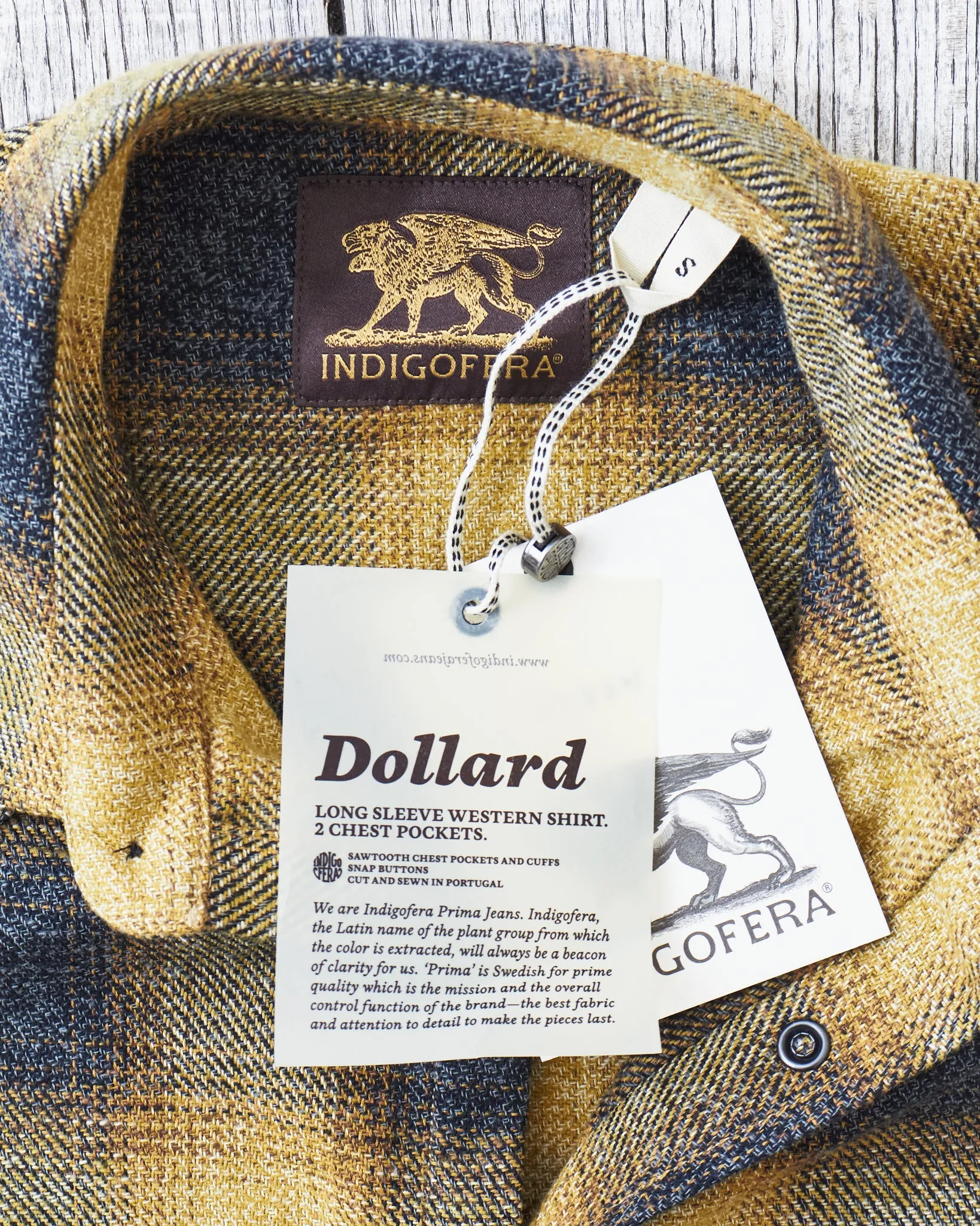 Indigofera Dollard Shirt Brushed Shadow Check Charcoal / Gold