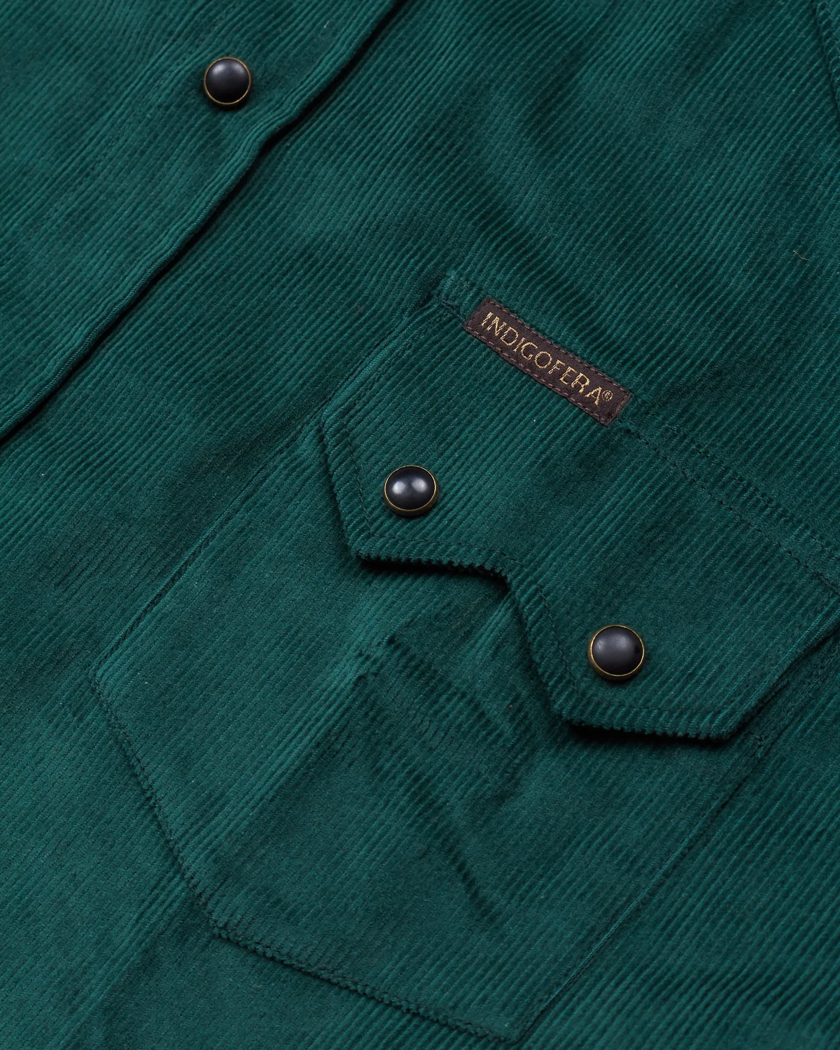 Indigofera Dollard Shirt Cotton Green Corduroy