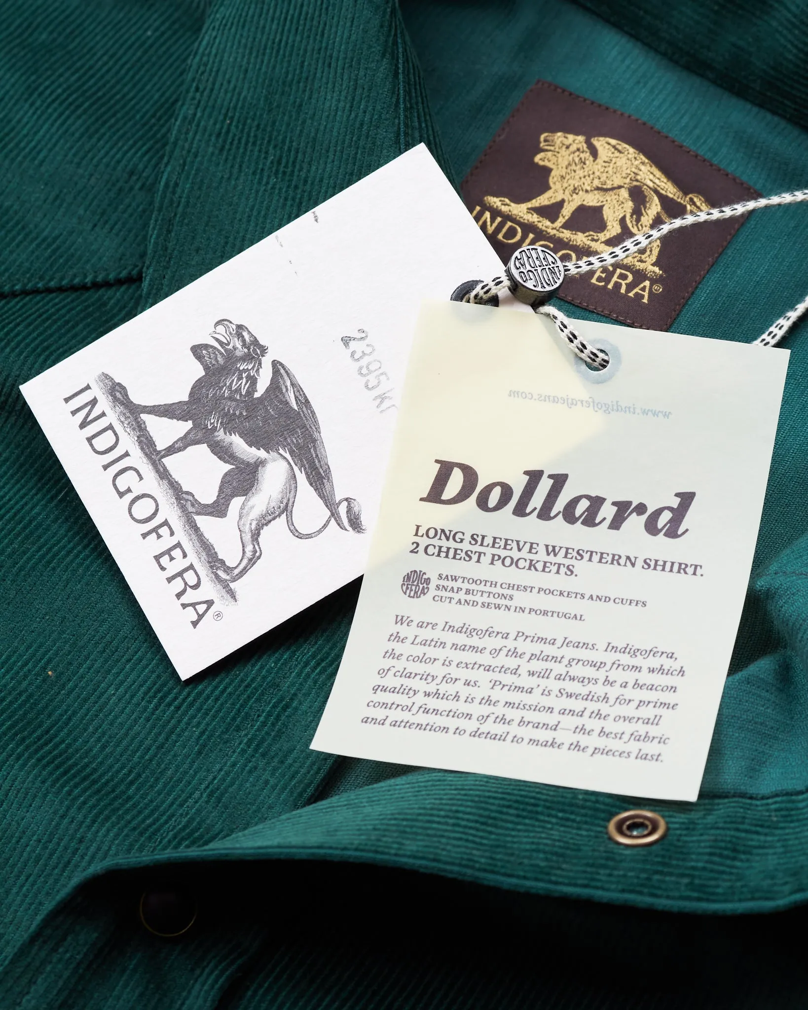 Indigofera Dollard Shirt Cotton Green Corduroy