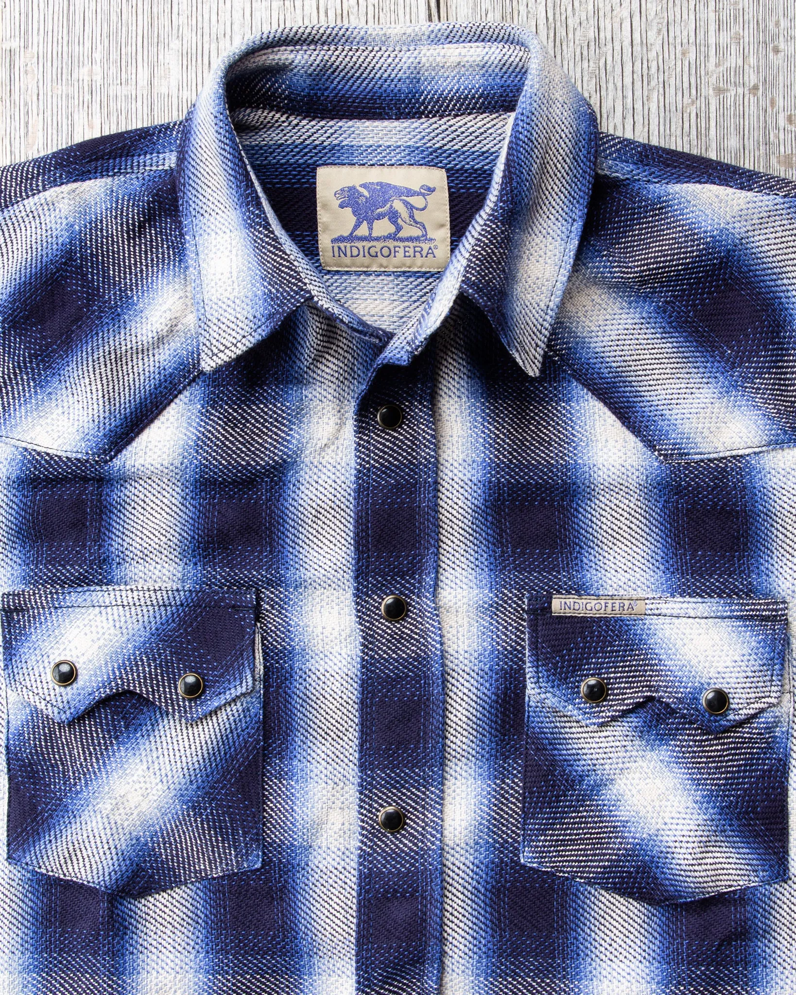 Indigofera Dollard Shirt Flannel Check Blue / White