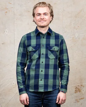Indigofera Norris Flannel Shirt Dark Indigo / Green