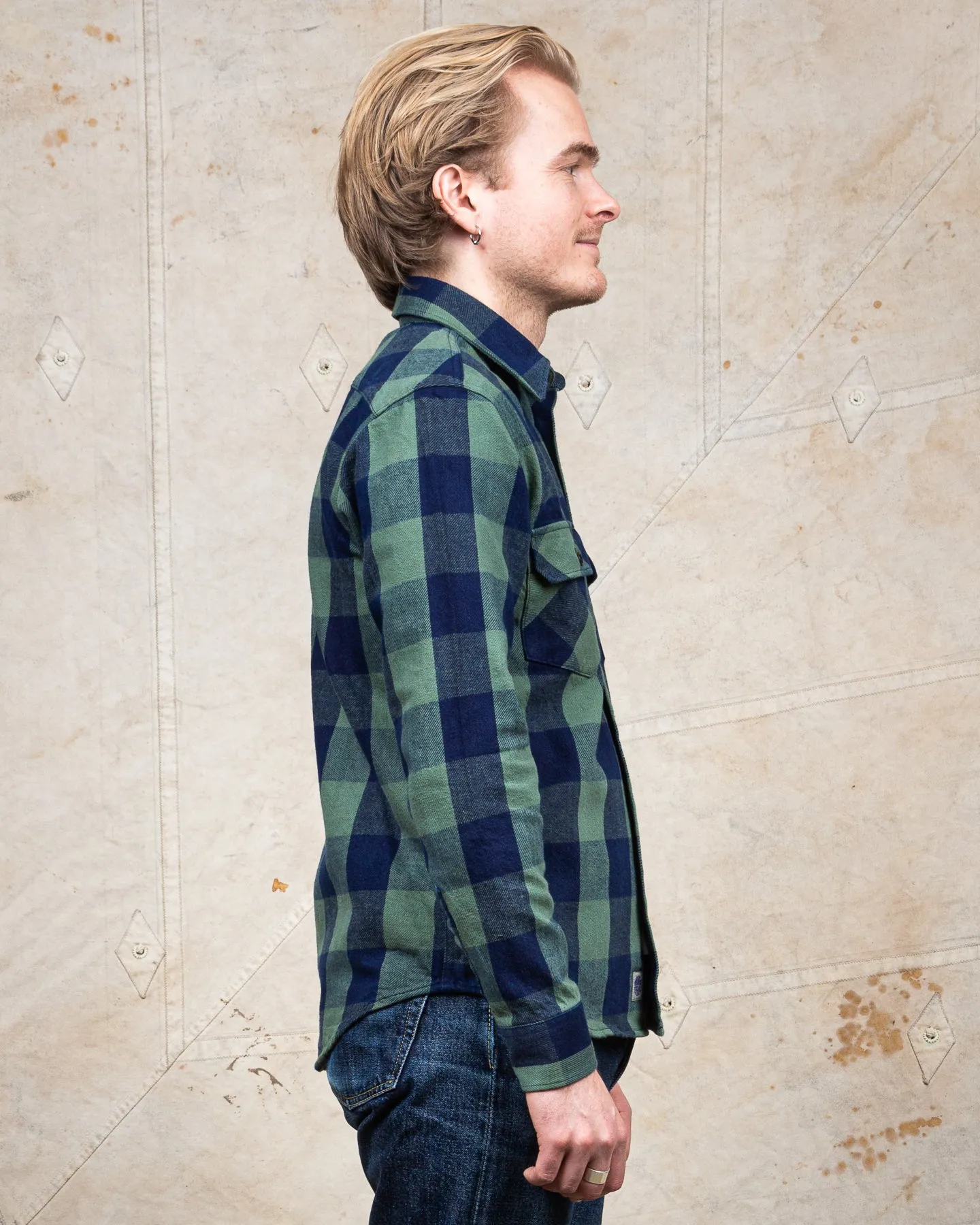 Indigofera Norris Flannel Shirt Dark Indigo / Green