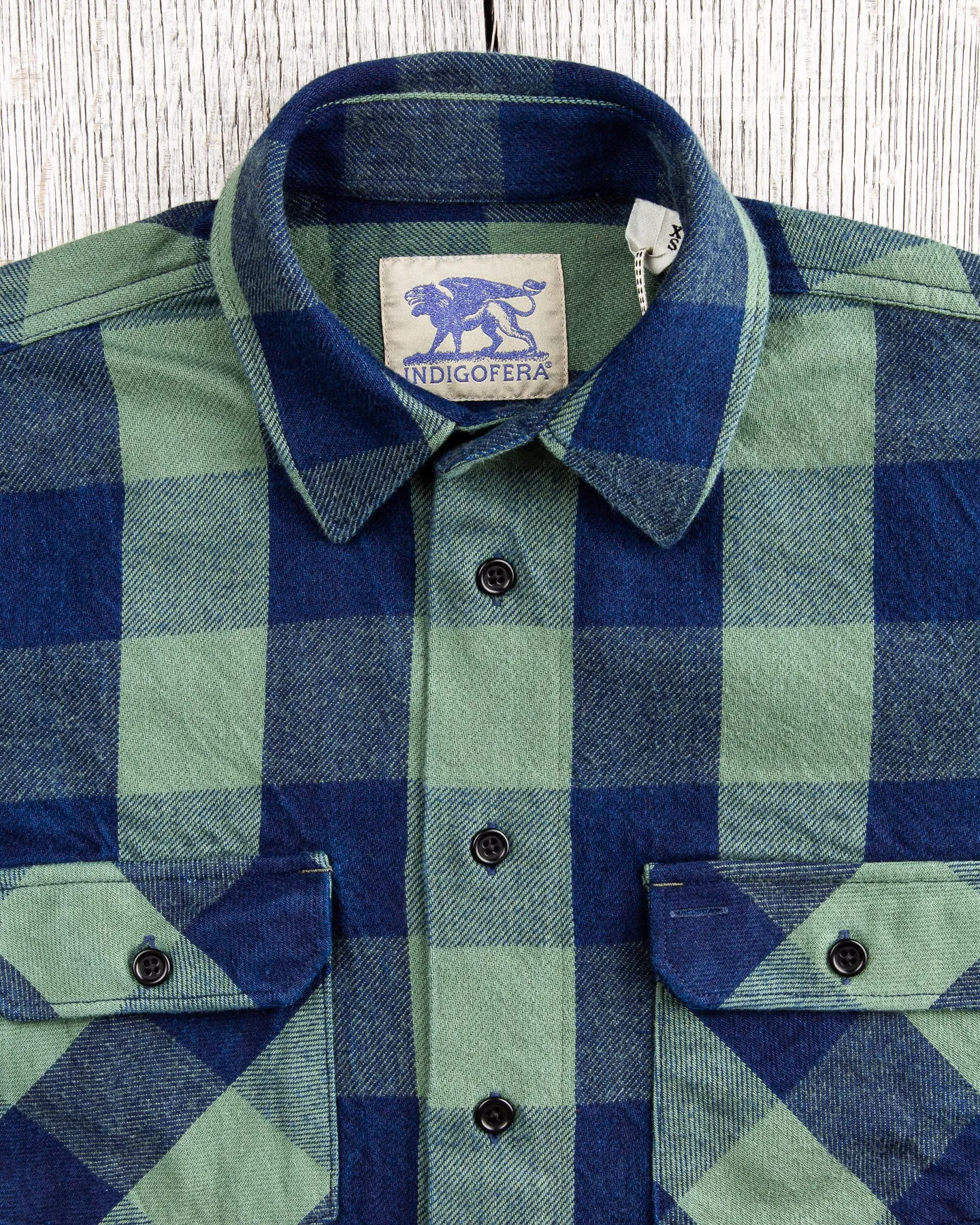 Indigofera Norris Flannel Shirt Dark Indigo / Green