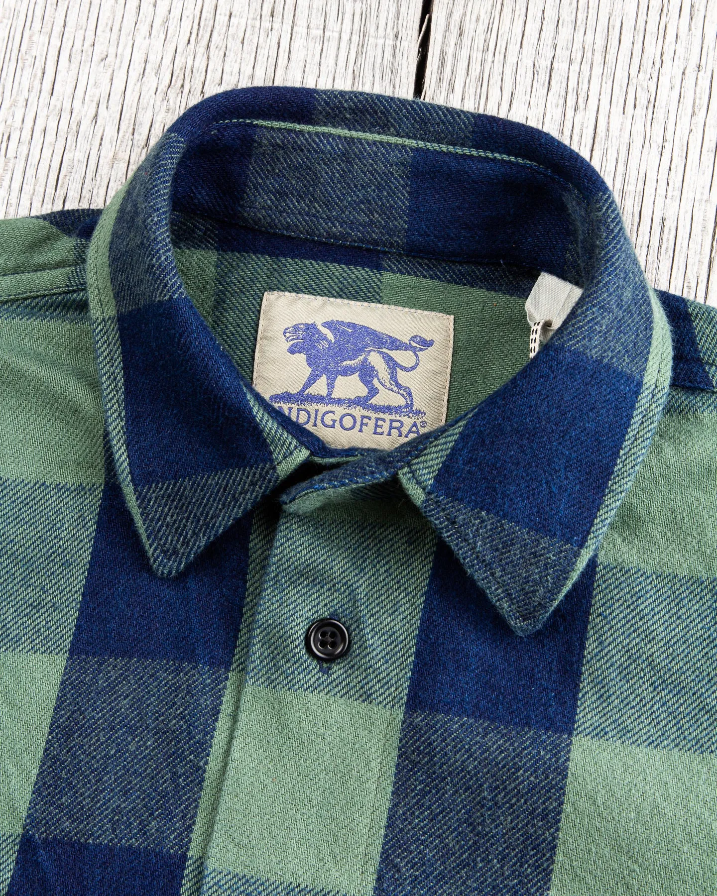 Indigofera Norris Flannel Shirt Dark Indigo / Green
