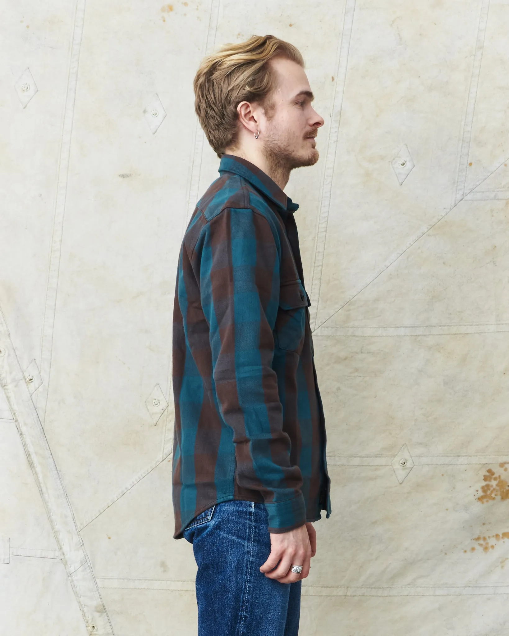 Indigofera Norris Flannel Shirt Petrol / Brown