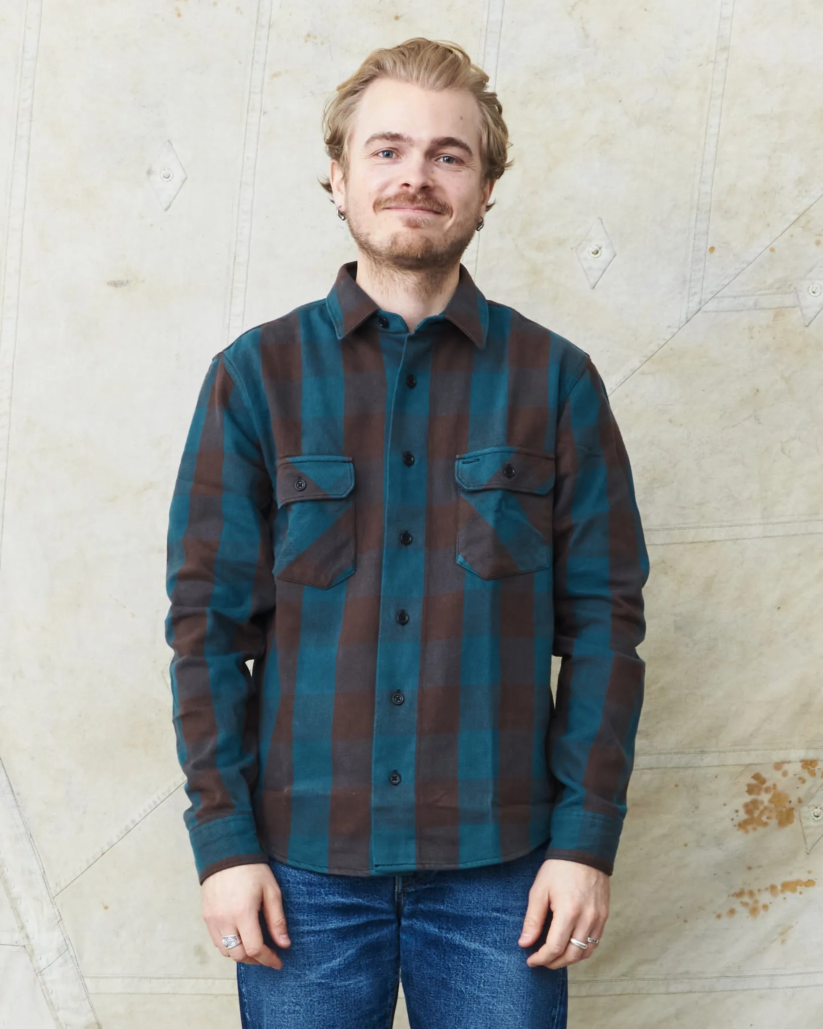 Indigofera Norris Flannel Shirt Petrol / Brown