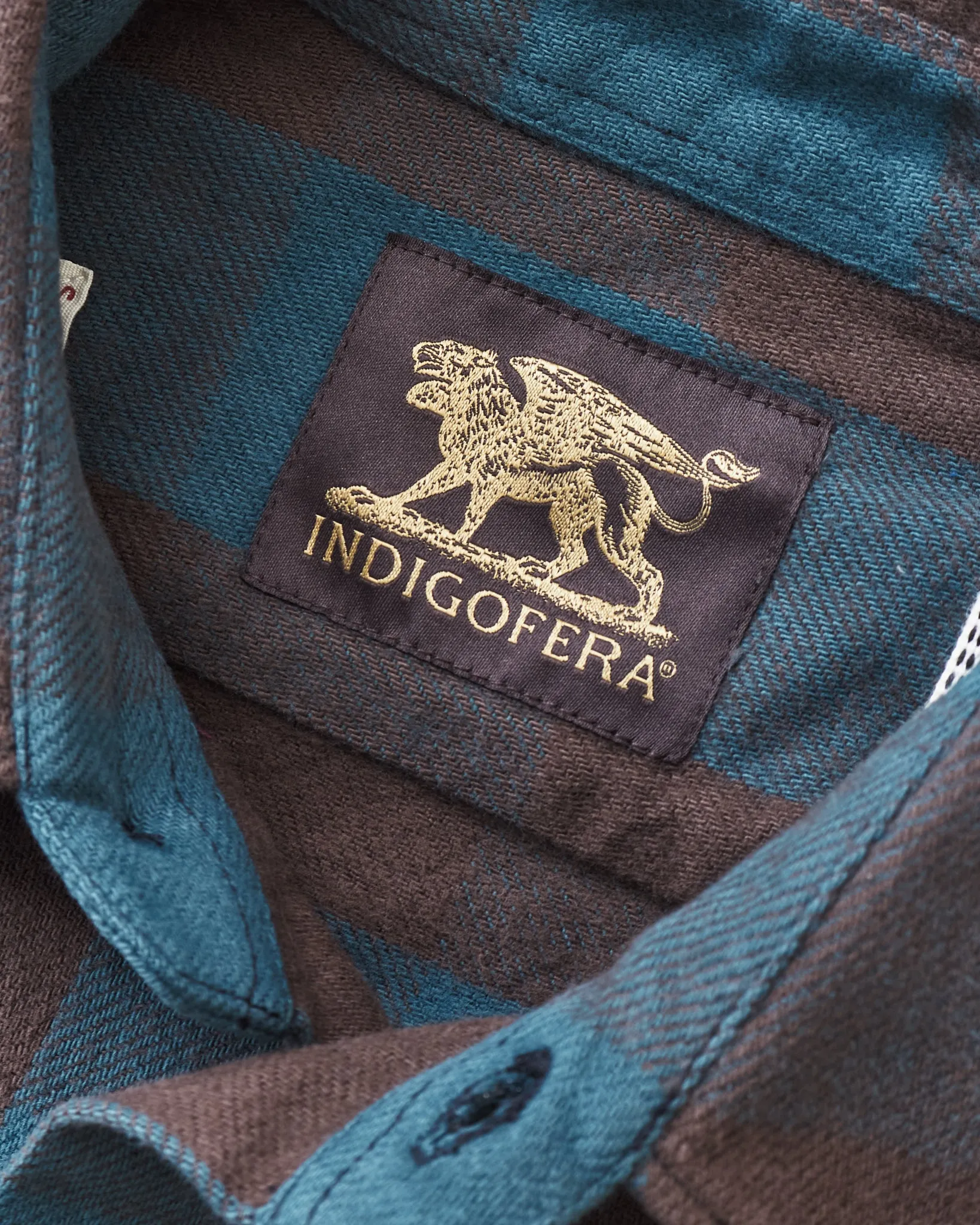 Indigofera Norris Flannel Shirt Petrol / Brown