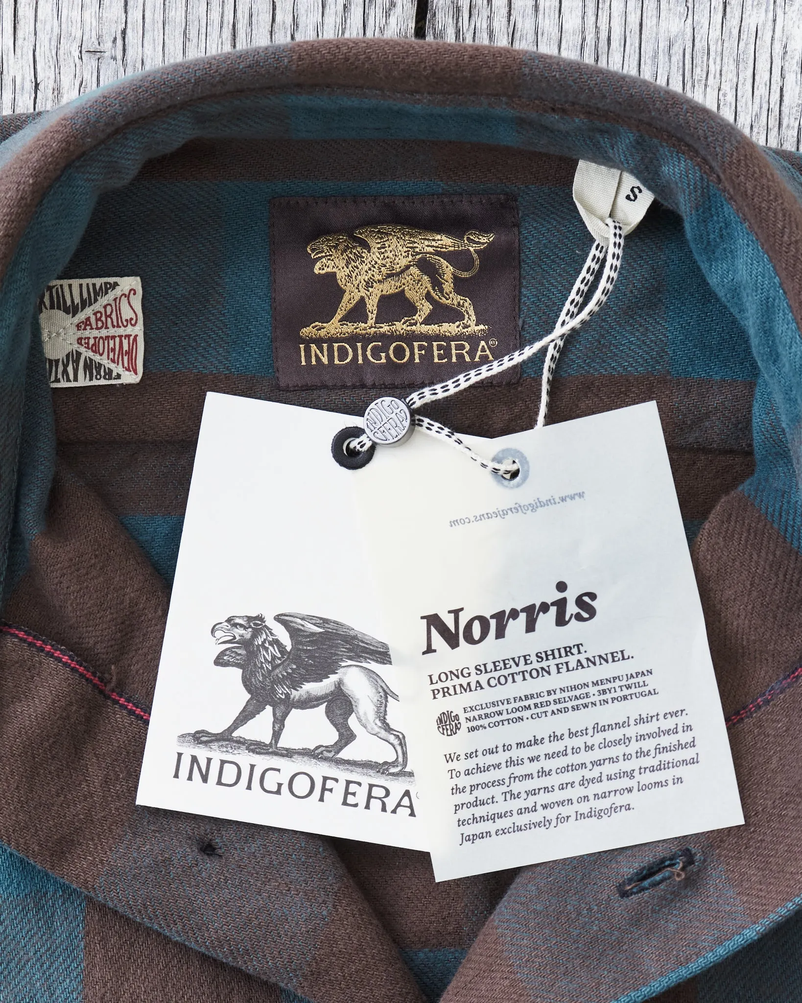 Indigofera Norris Flannel Shirt Petrol / Brown