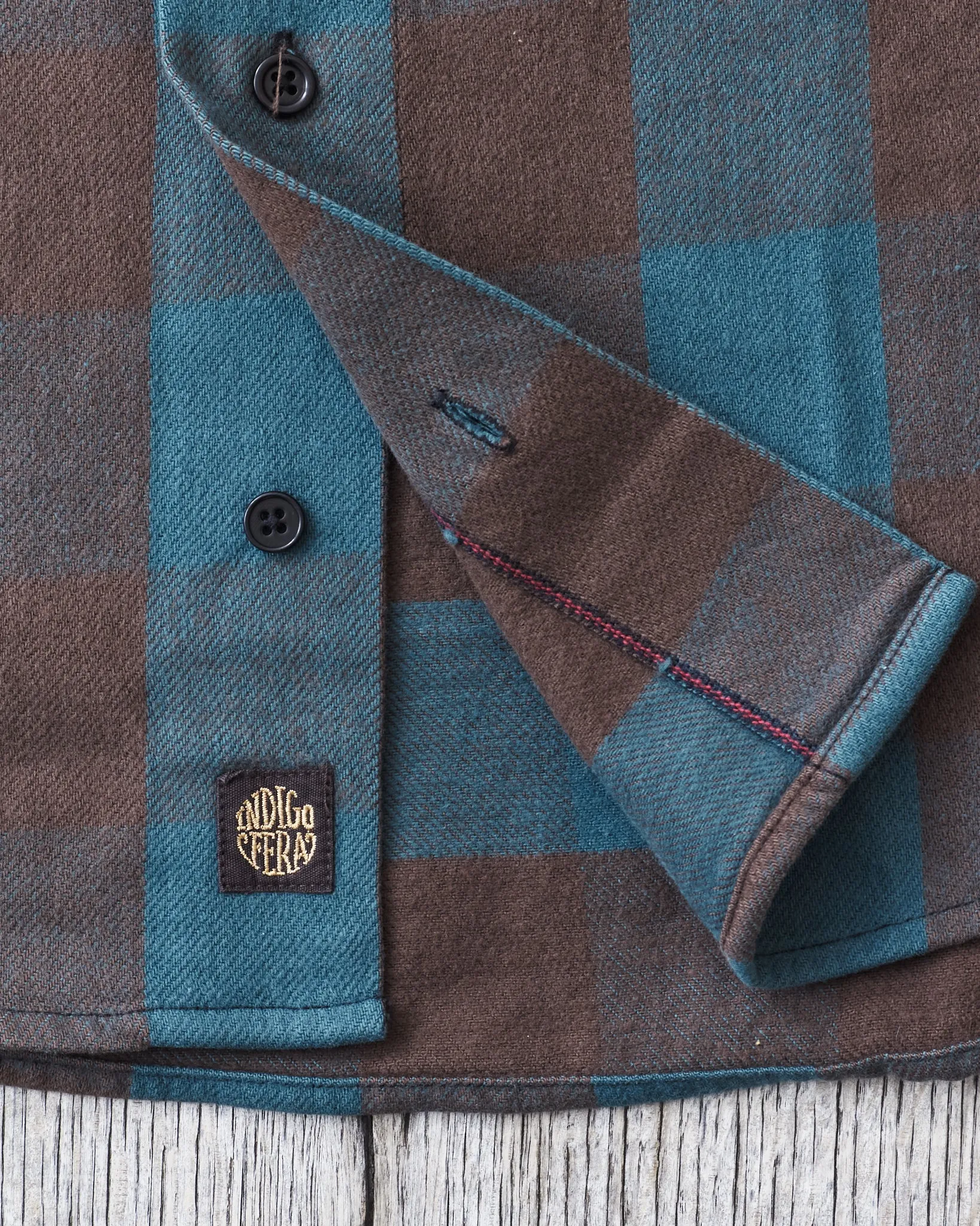 Indigofera Norris Flannel Shirt Petrol / Brown